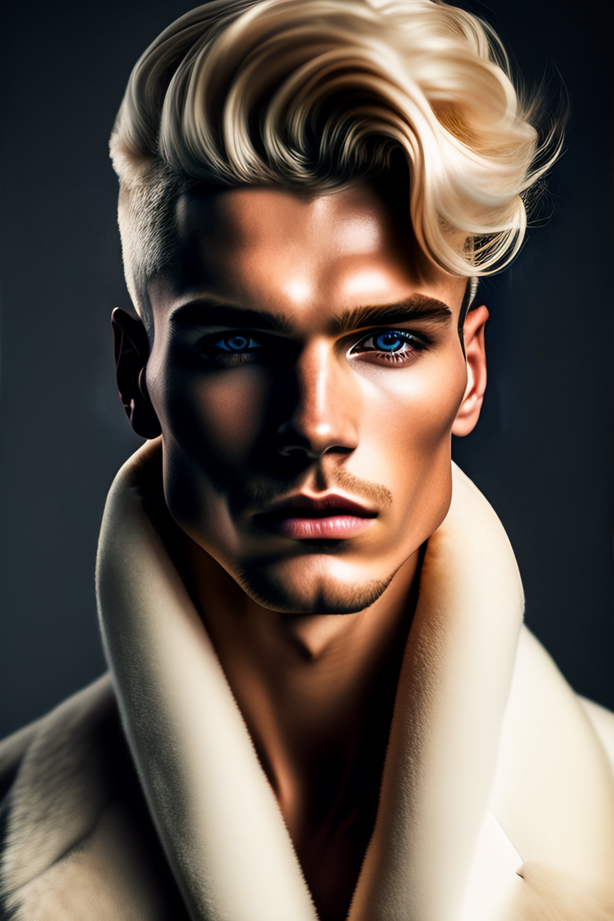 Lexica - A photo close-up of a beautiful blonde man, fashion editorial ...