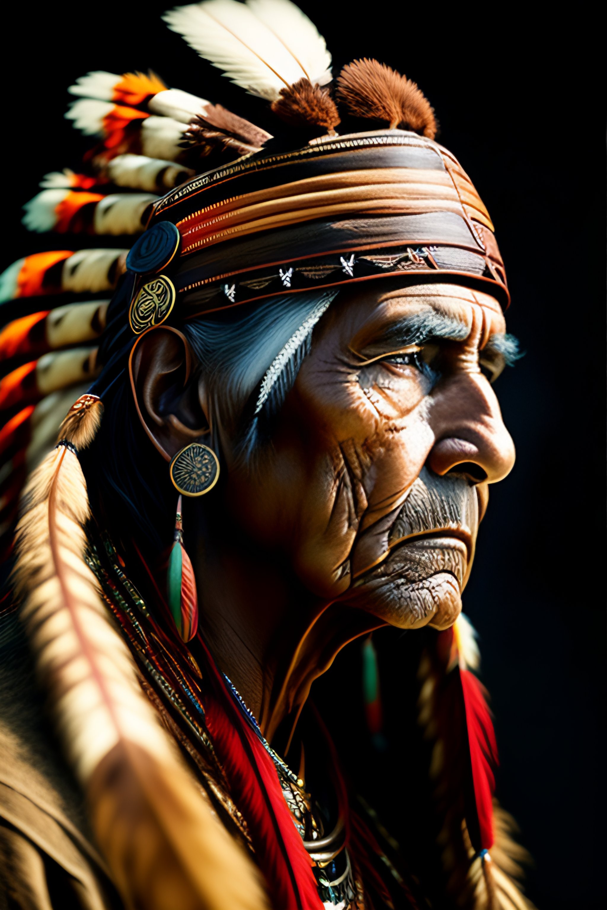 Lexica - An old American Indian chief, semi-profile, wrinkled face ...