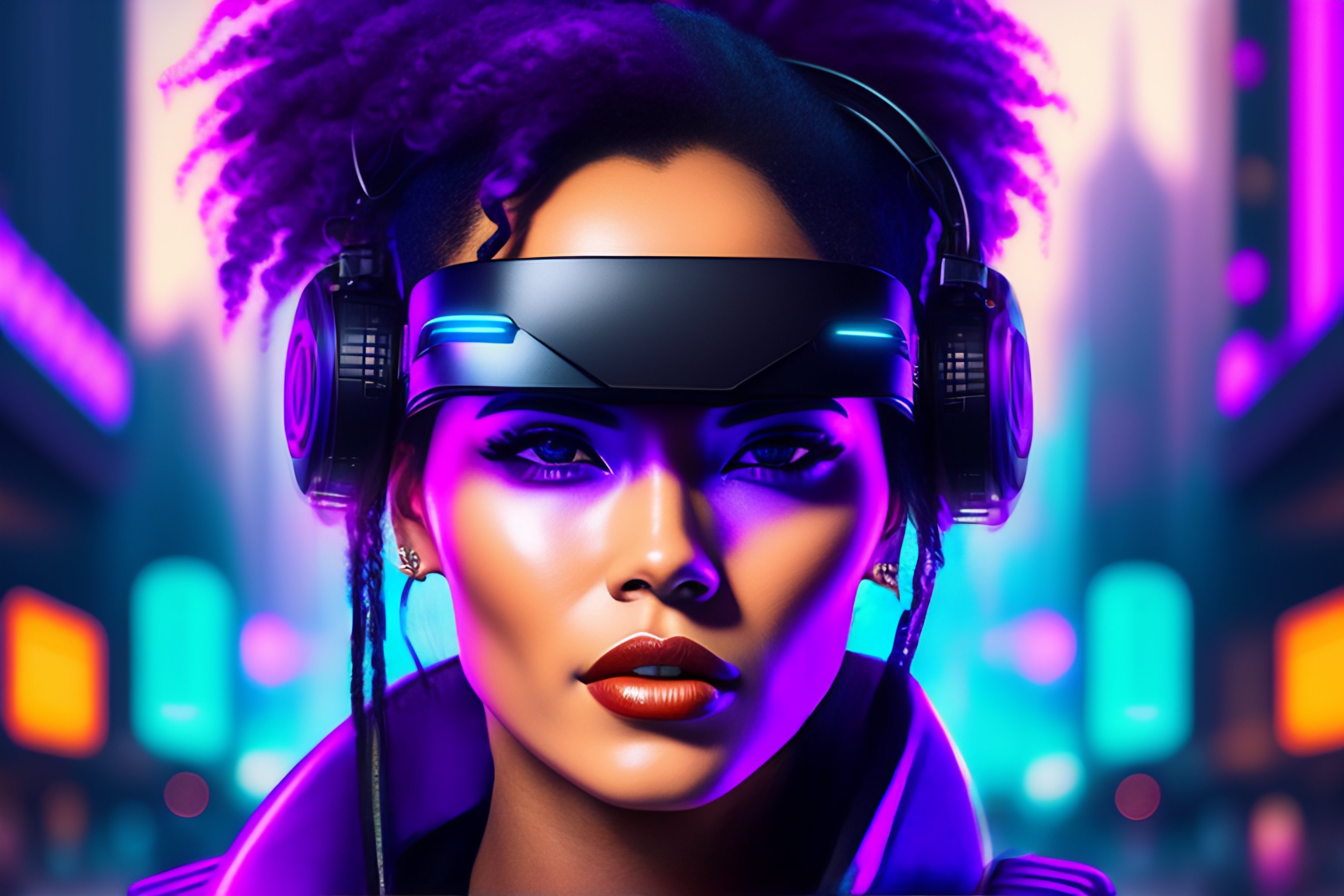 Lexica - A cyberpunk full-face frontal portrait of a female eyeless ...