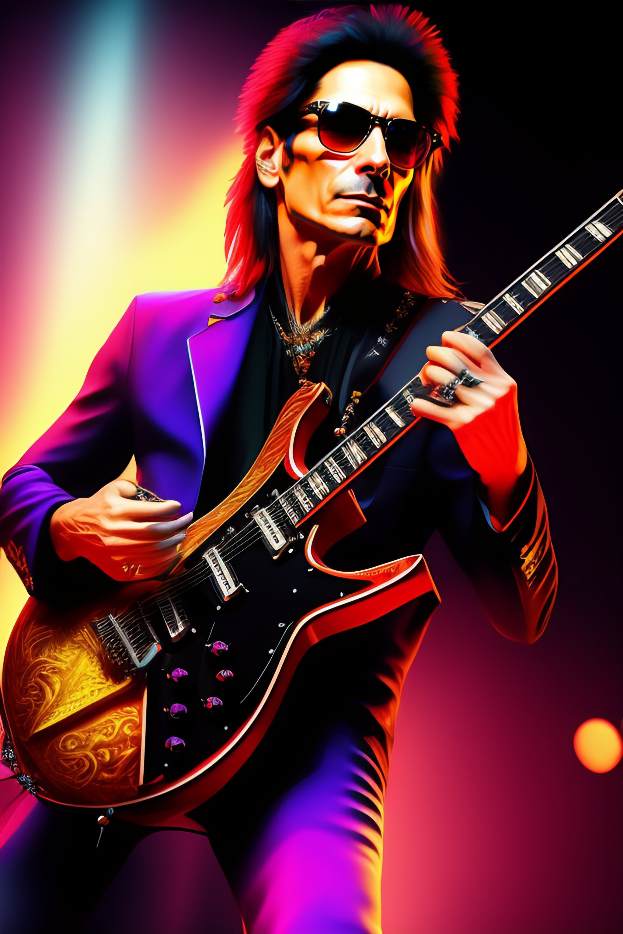 Lexica - Rockstar Steve Vai playing electric guitar on stage. by amano ...