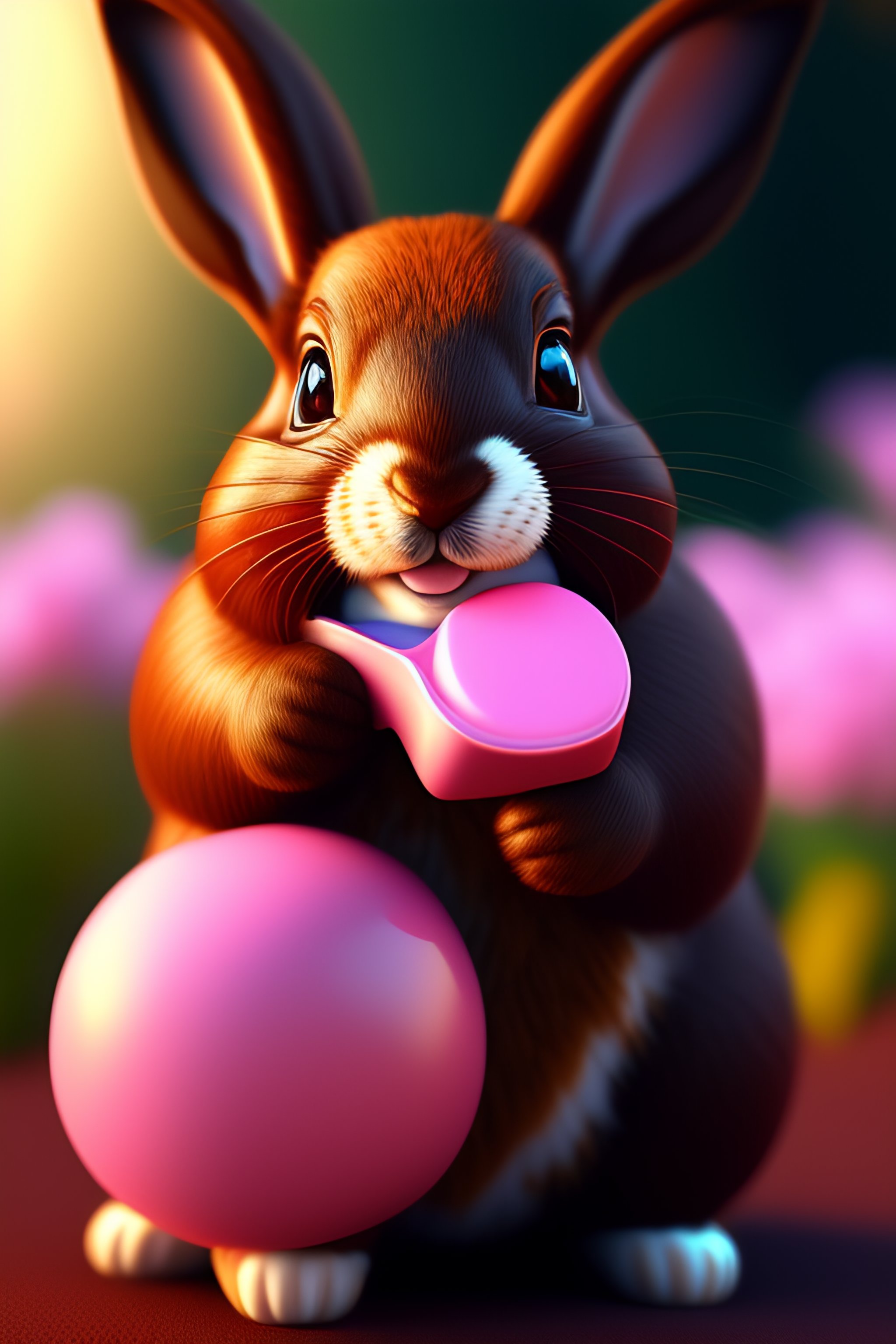 Lexica - 3d family brown rabbits, red eyes, pink nose, character ...