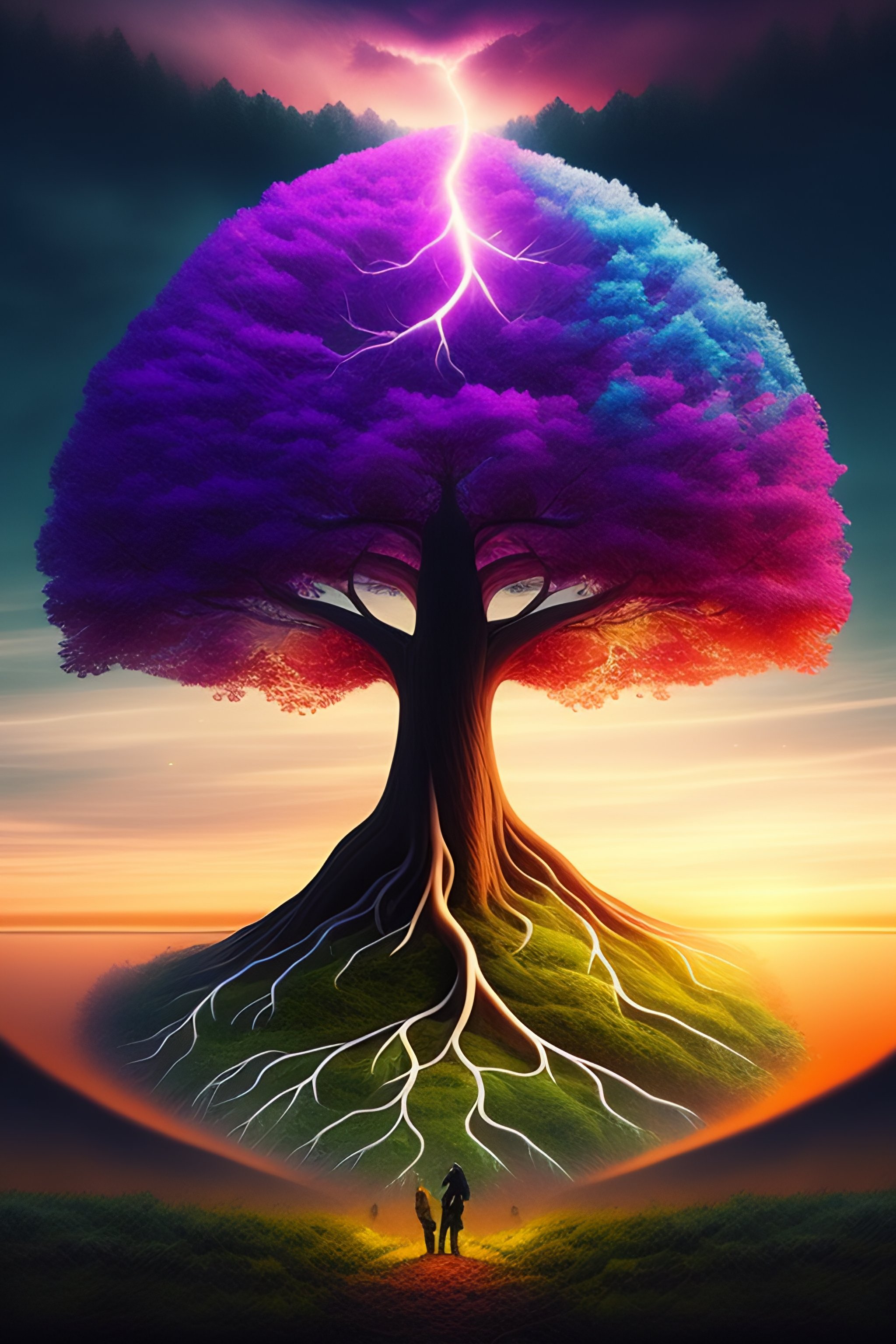 Lexica - Healthy power lightning tree roots heart fungi connected ...