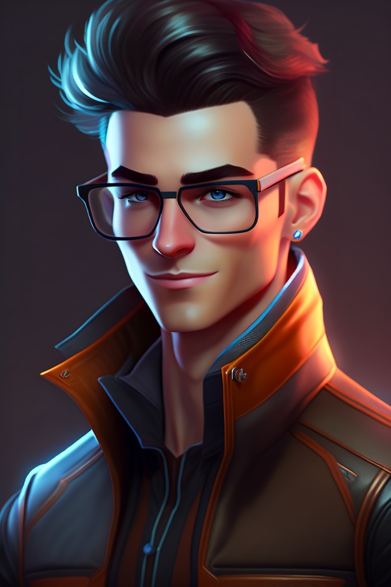 Lexica - Male character, programmer, animator, social style, dark