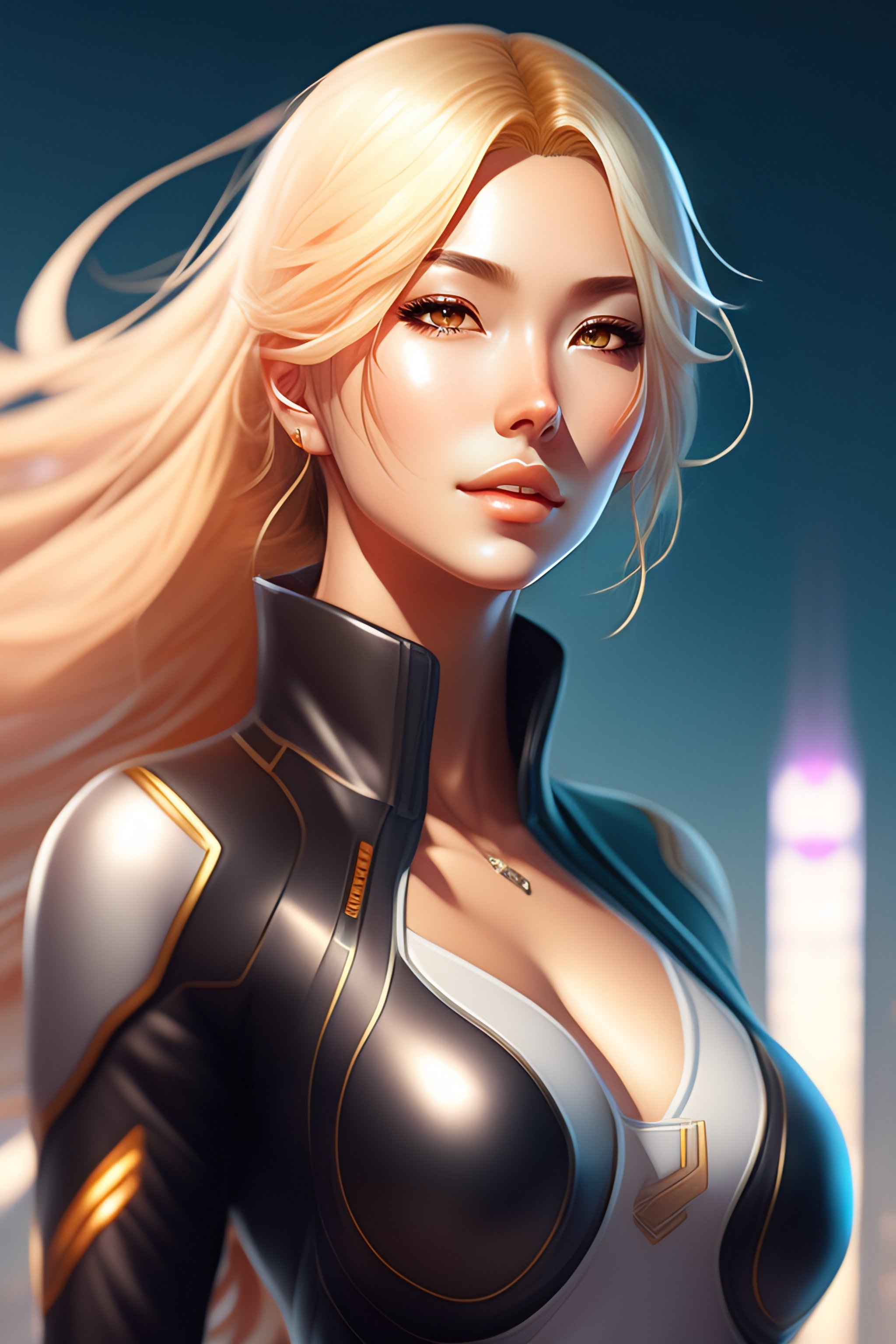 Lexica - Realistic sci-fi anime female with blonde hair by the river of  life, full body pose, intricate detail, digital portrait by artgerm and  makot...