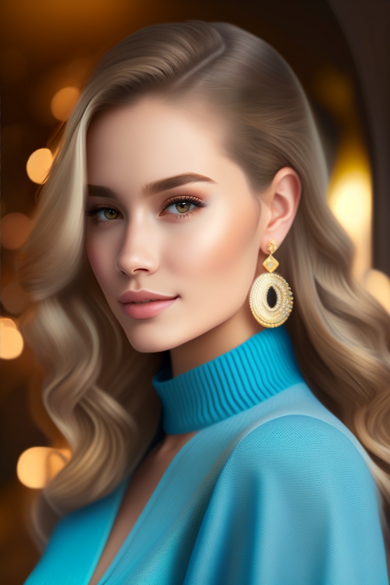 Lexica - A beautiful young white lady with a casual light blue sweater ...