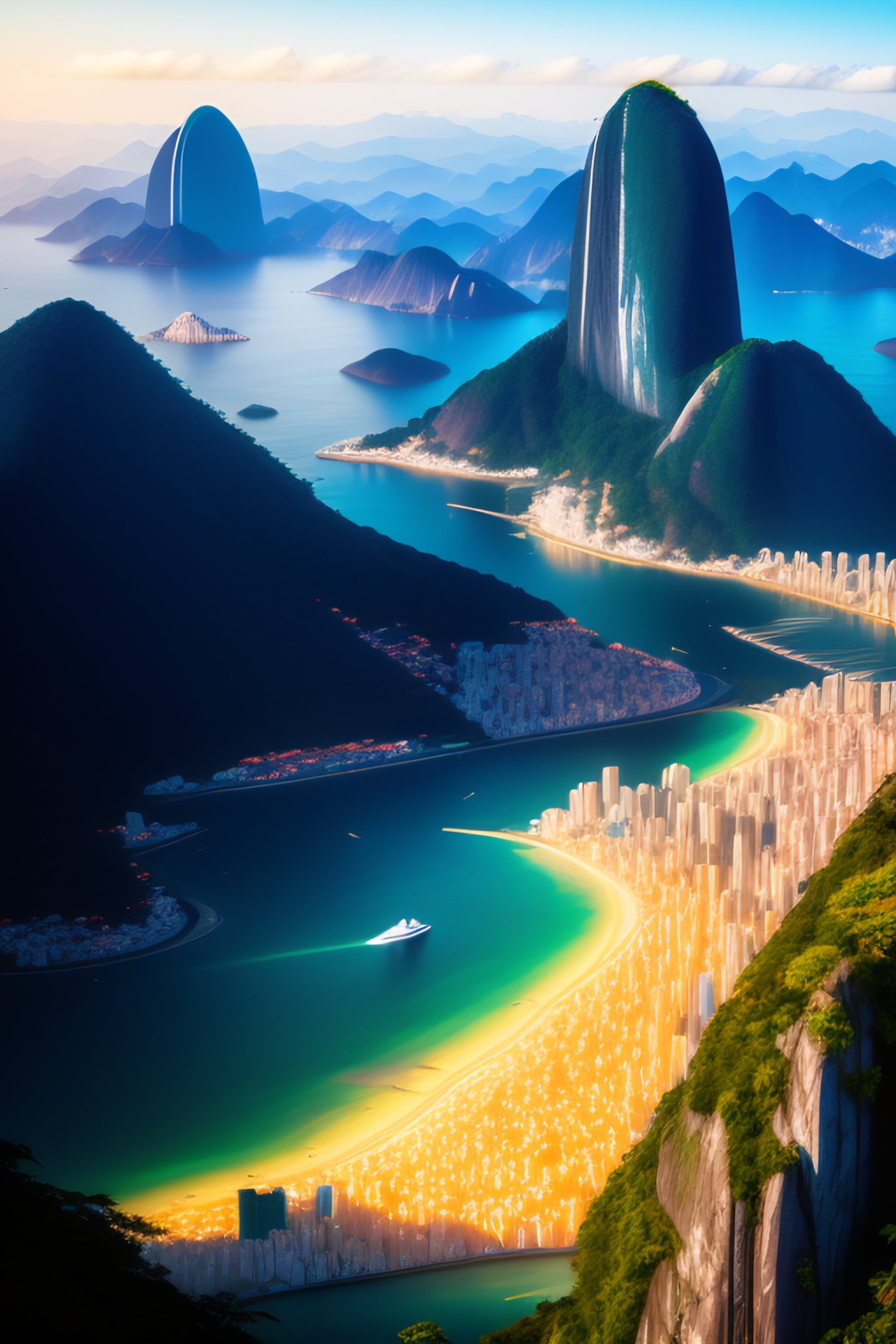 Lexica - Rio de Janeiro futuristic, viewed from a mountain top ...