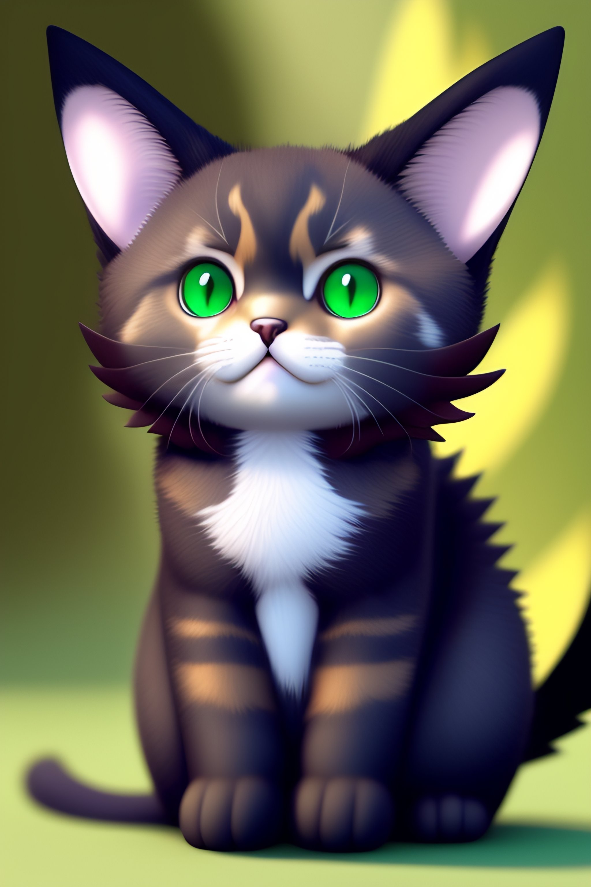 Lexica A cat, bat wings, cute and cuddly, Pokémon, animated, green