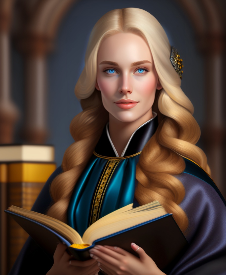 Lexica - A portrait of a white woman, with long blonde hair in braids ...