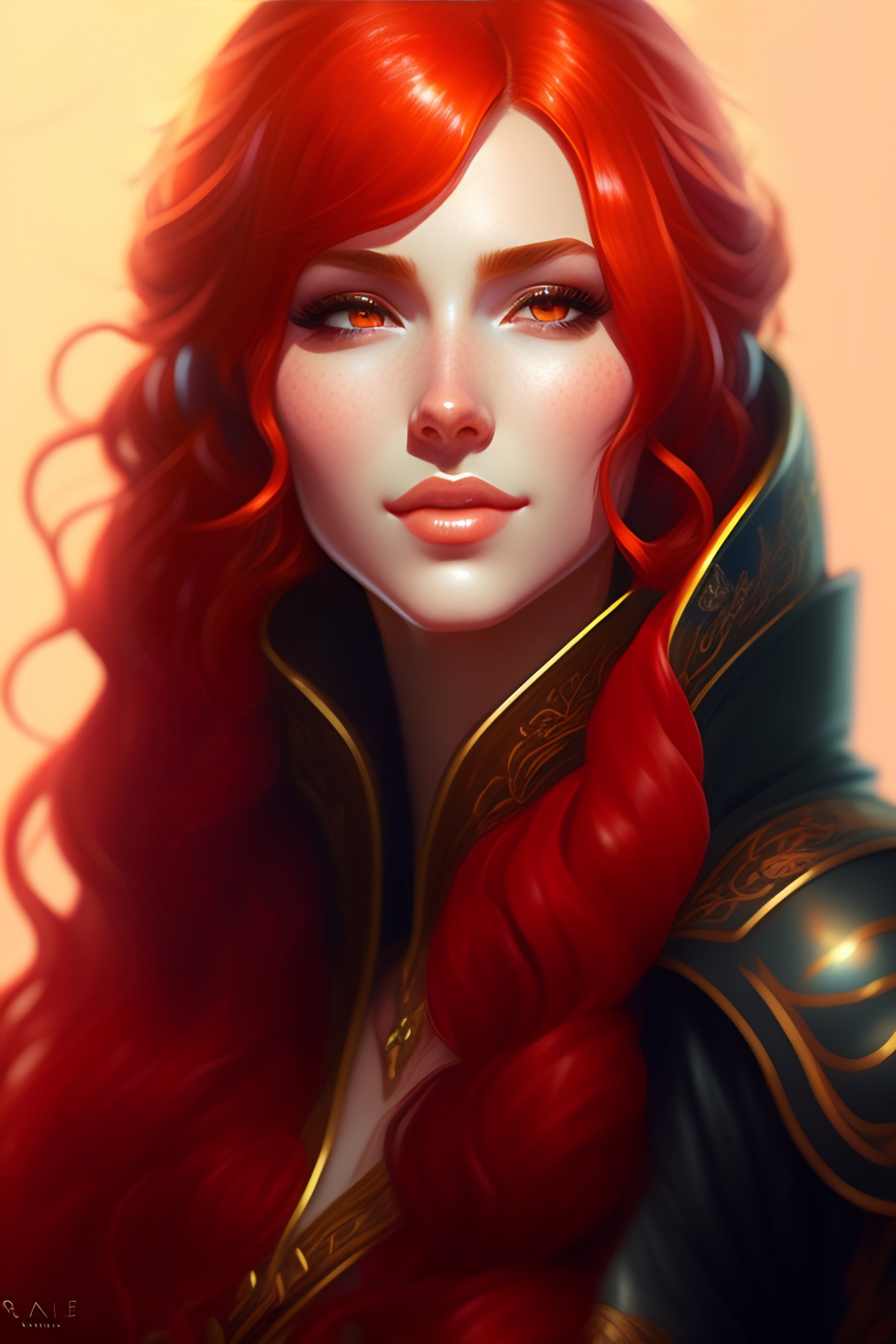 Lexica - A highly detailed illustration of red haired lady, ramatic ...