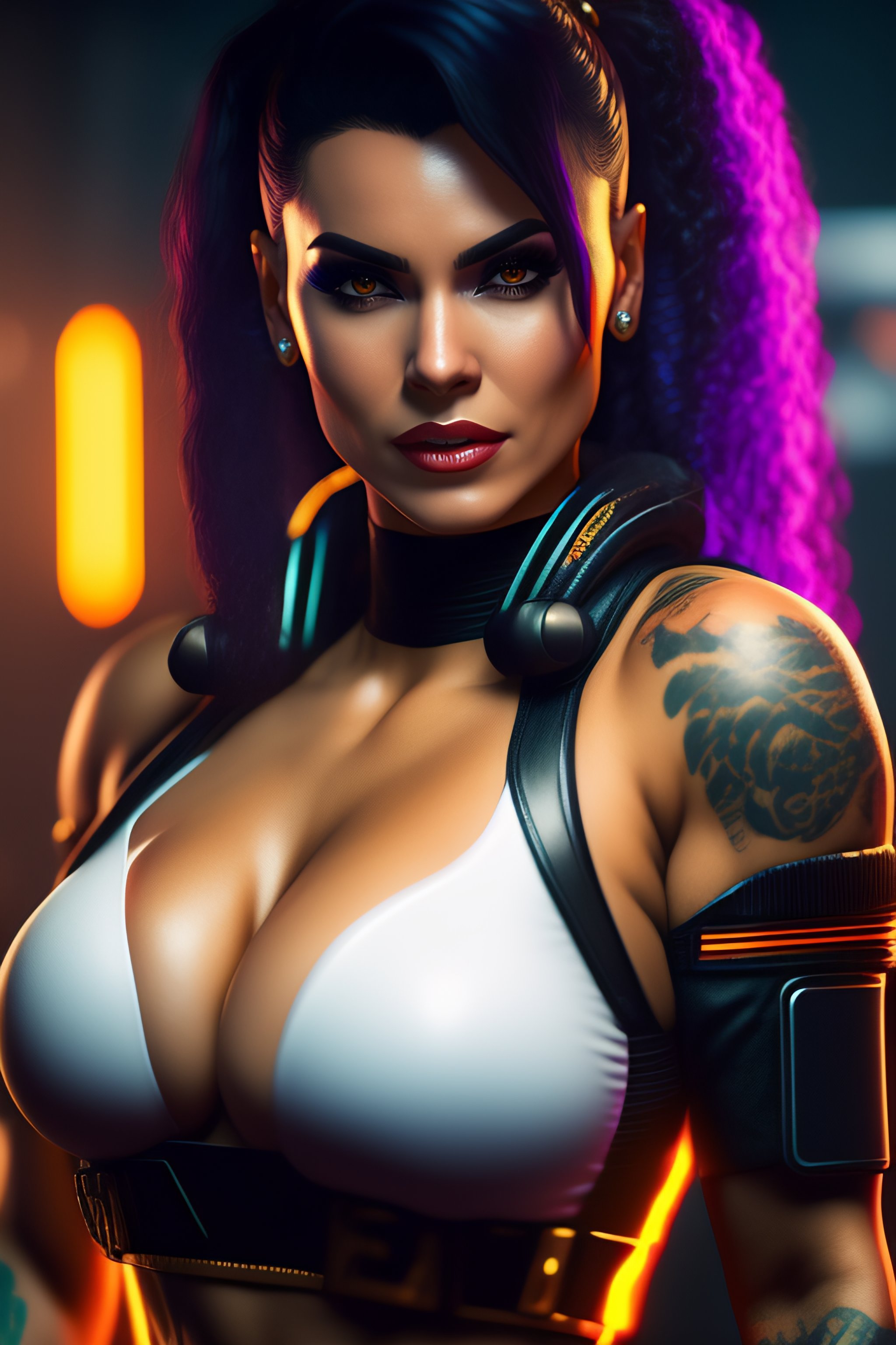 Lexica - Judy Alvarez from cyberpunk 2077 . Lewd-outfit .