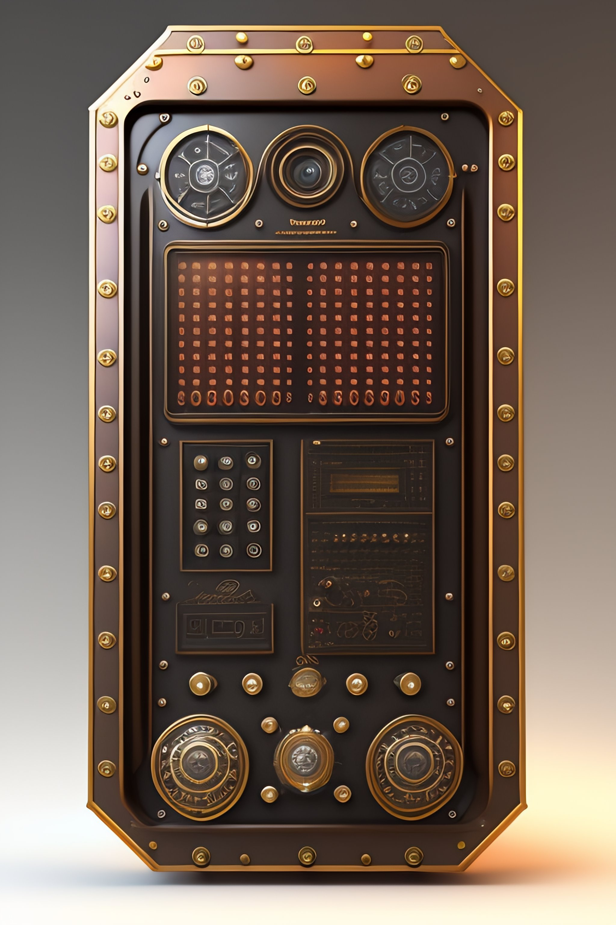 Lexica - Steampunk realistic patent drawing front view of a control ...