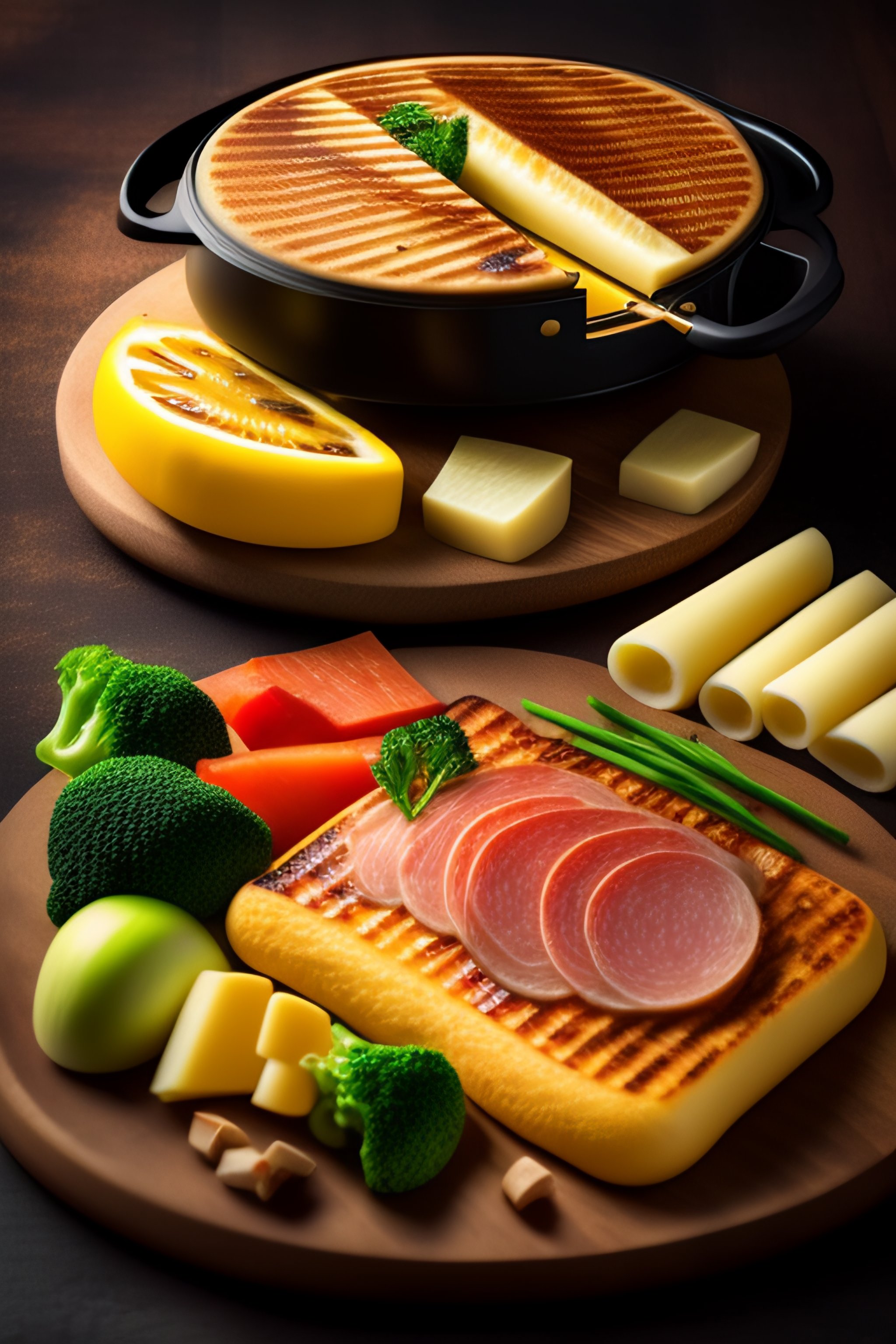 Lexica Swiss Raclette grill, with a variety of grilled vegetables