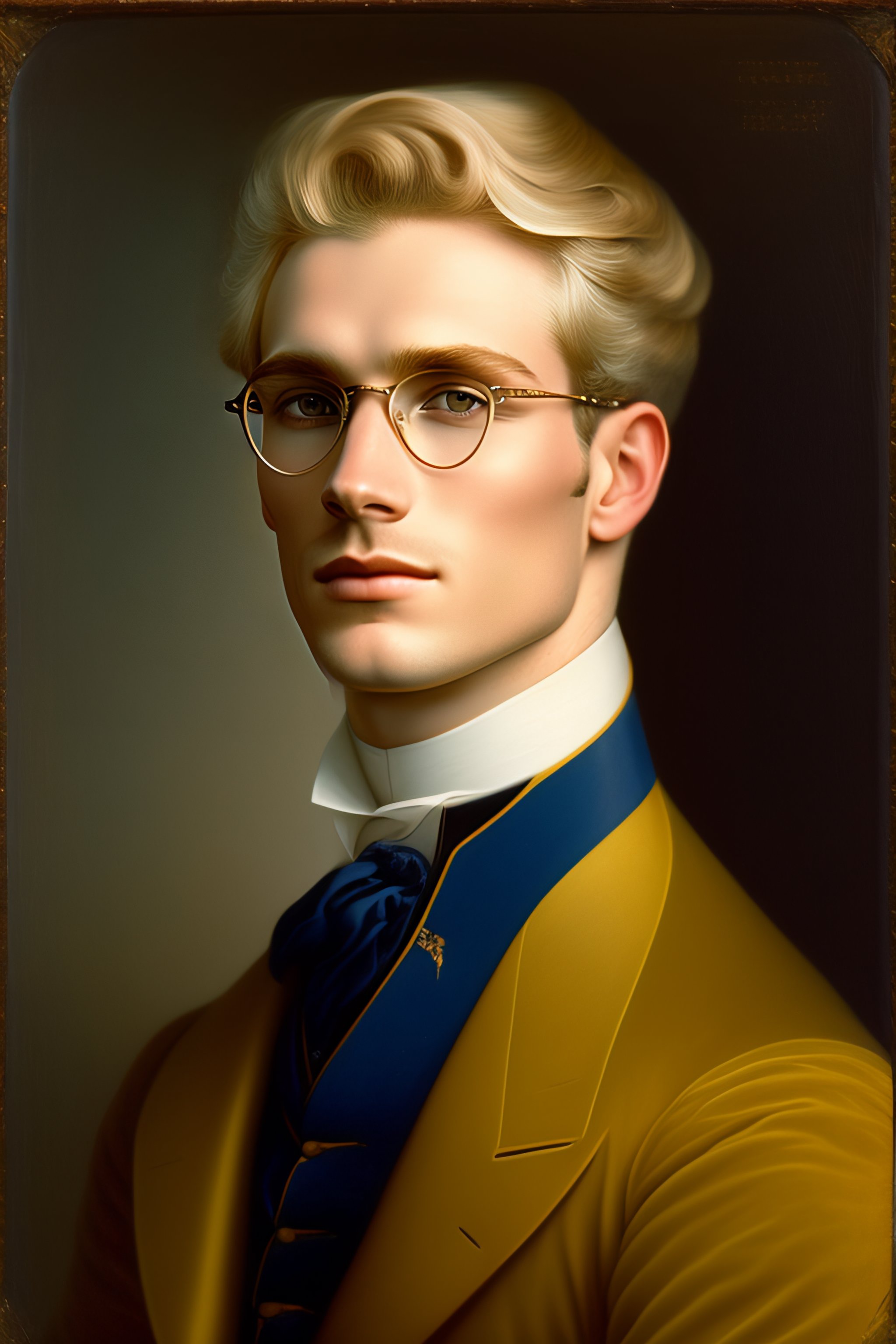 Lexica - Portrait of blond man wearing little glasses in 19th century