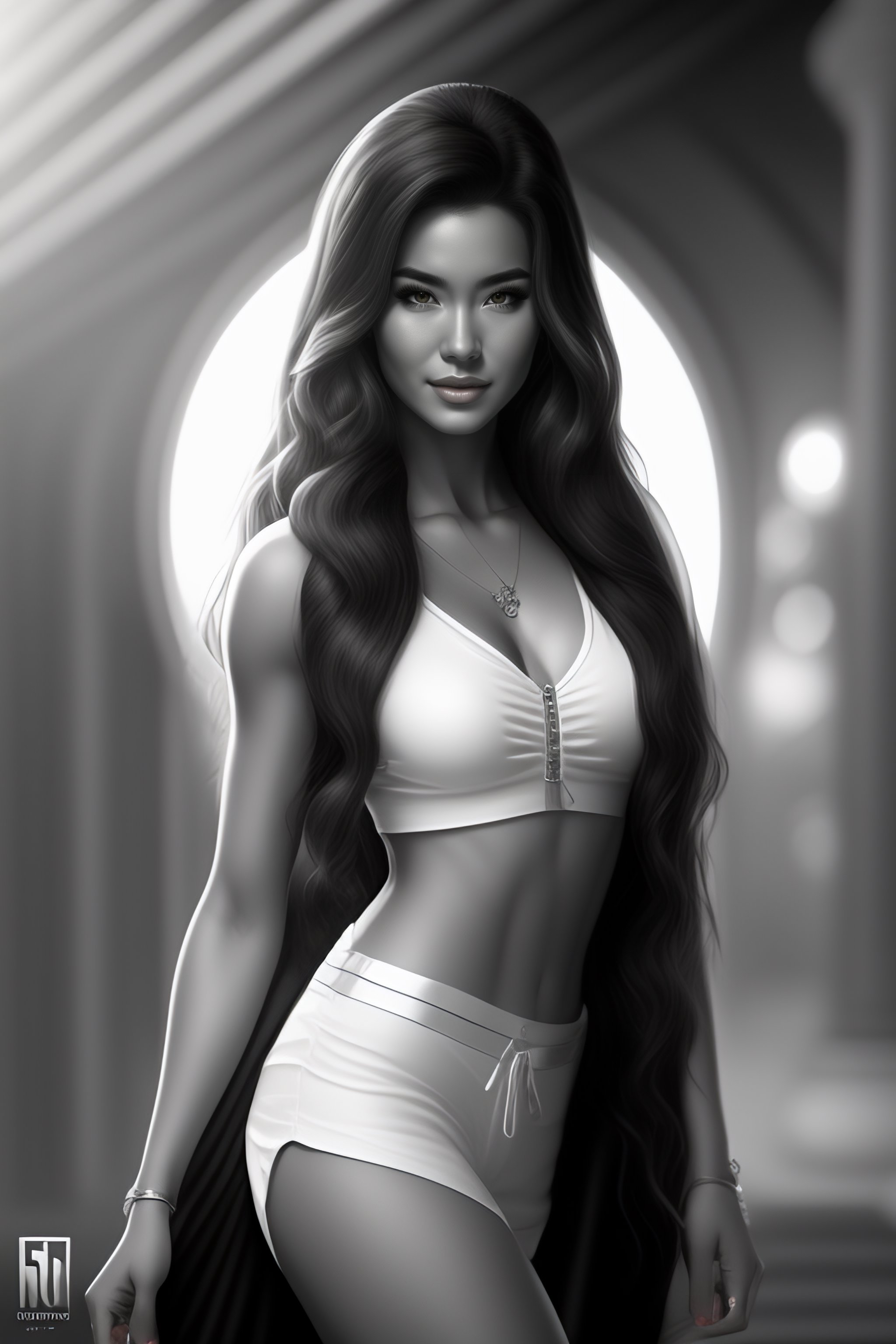 Illustration of beautiful girl ,beautiful full-body portrait of