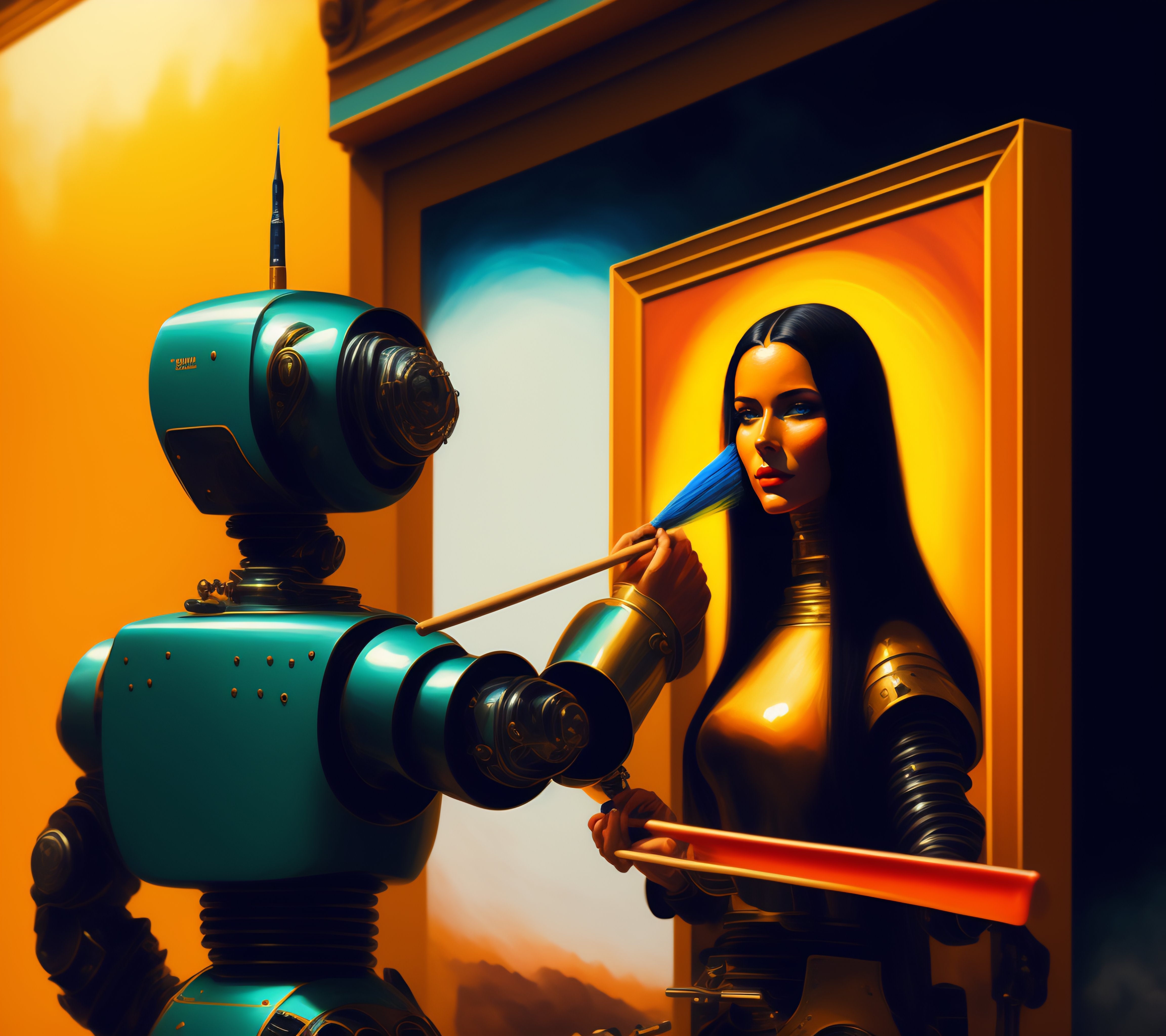 Lexica - An illustration of Bender, robot from futurama as an artist ...