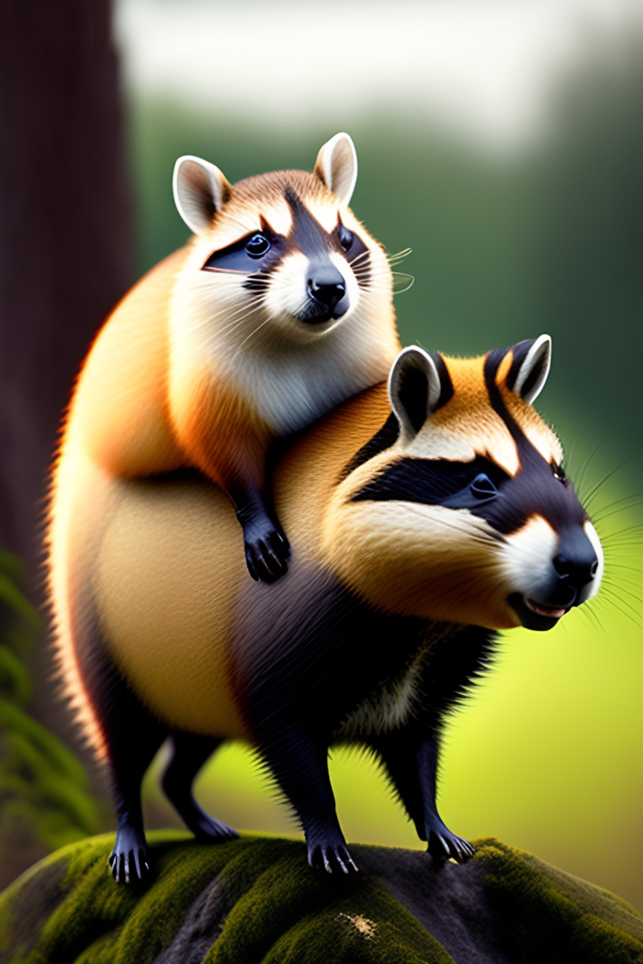 Lexica - A Racoon riding a capybara