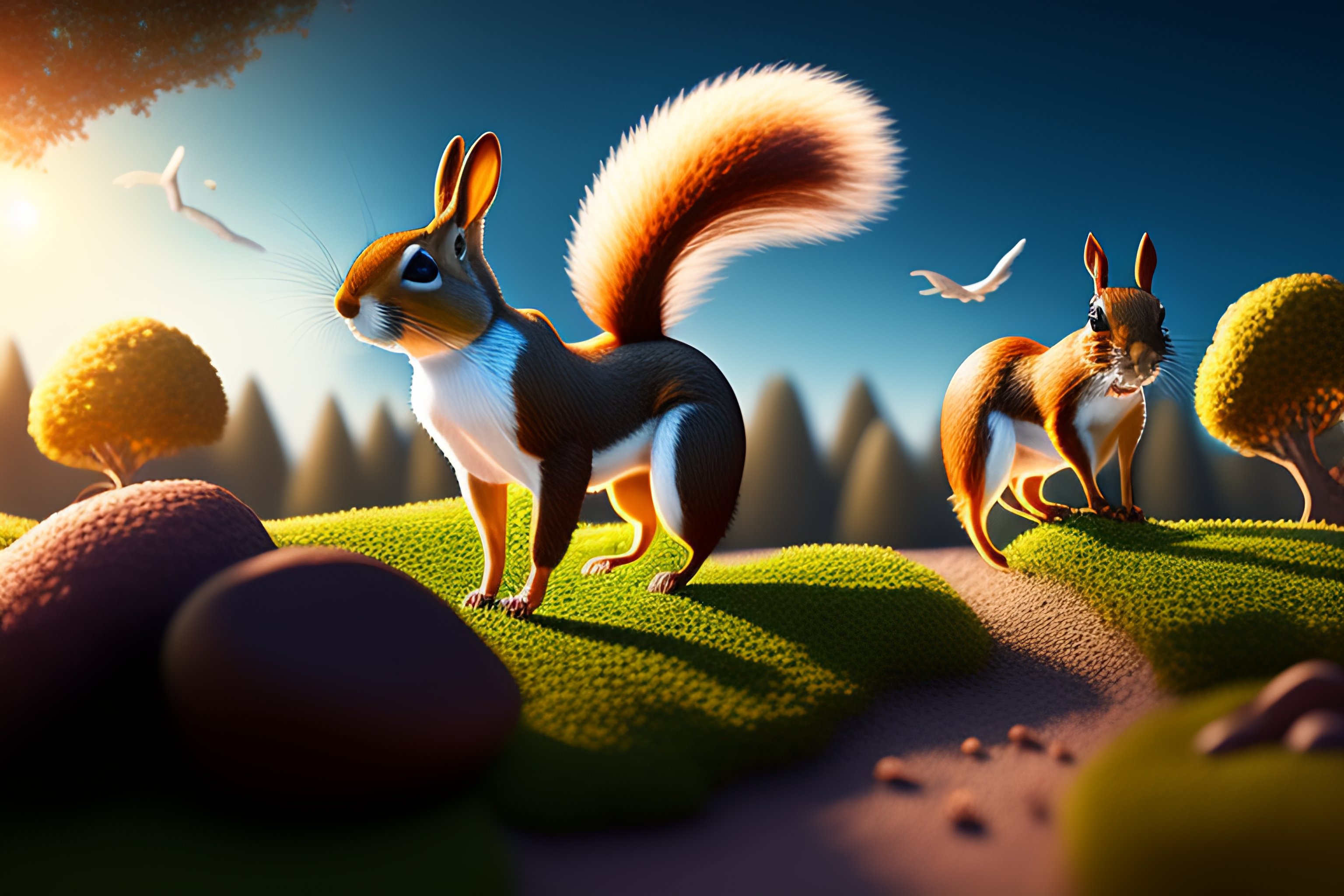 Lexica - At the start line of the epic race, a squirrel and rabbit ...