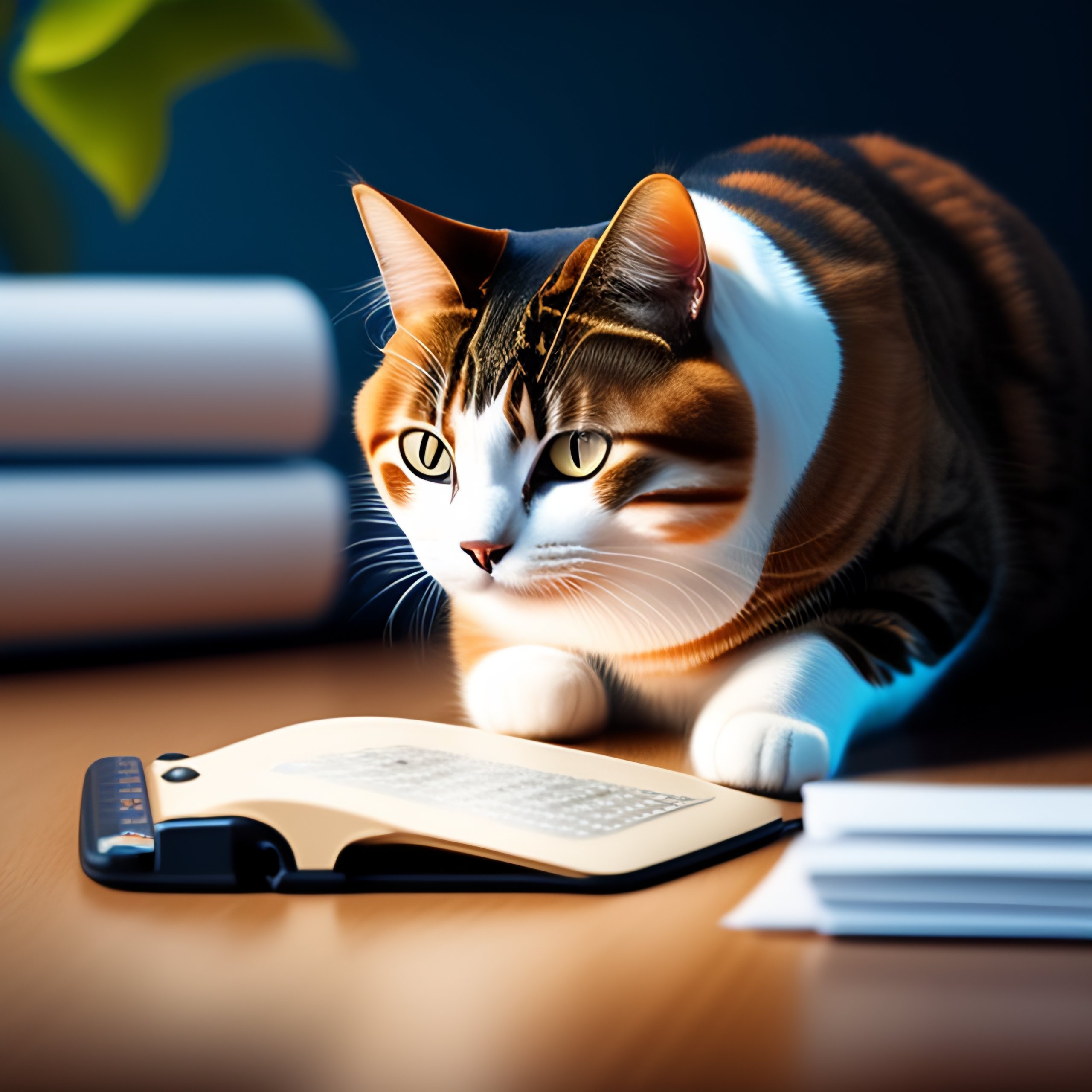 Lexica - A cat starts his job as an accountant