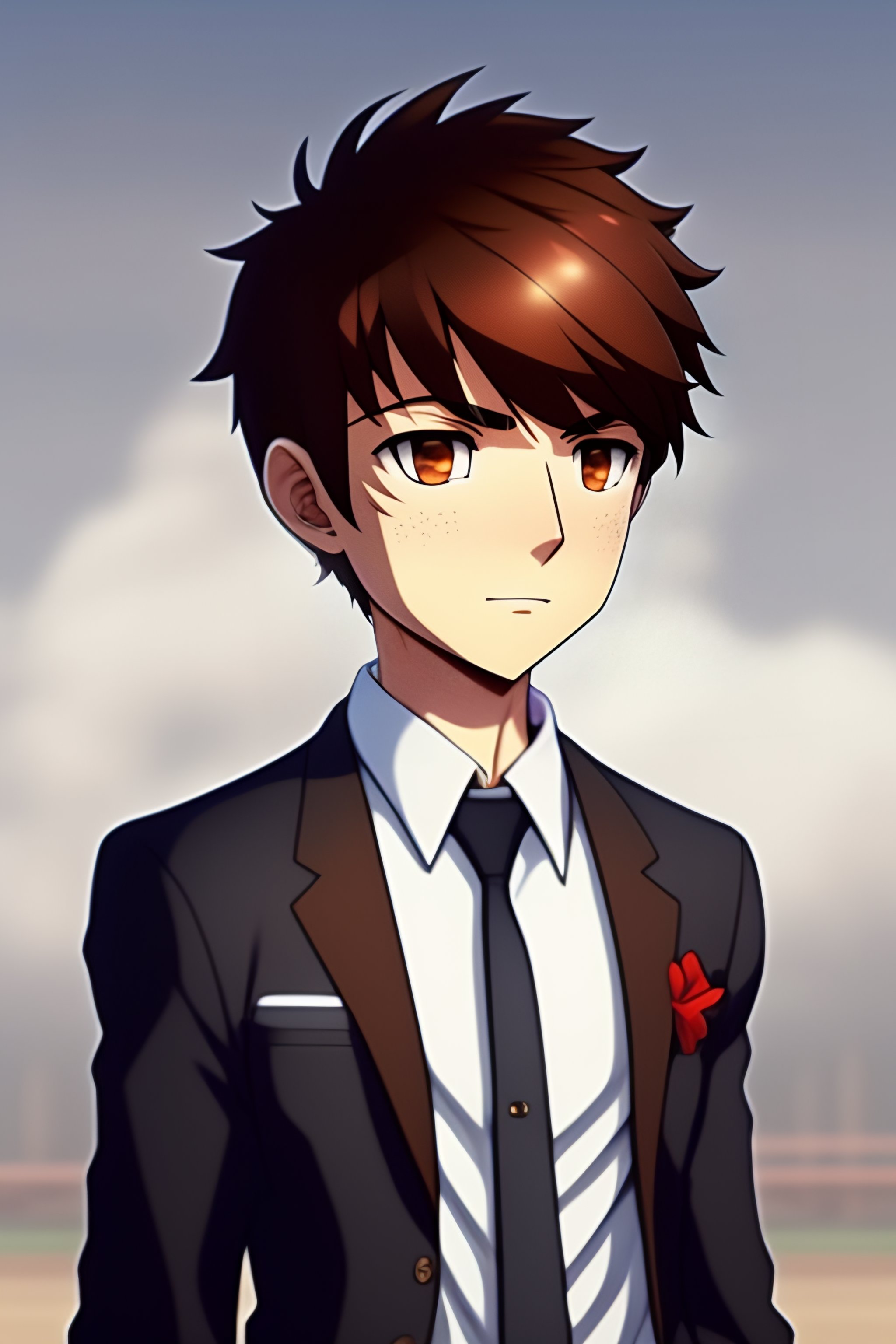 Lexica - Anime boy with brown hair, 12 year old.