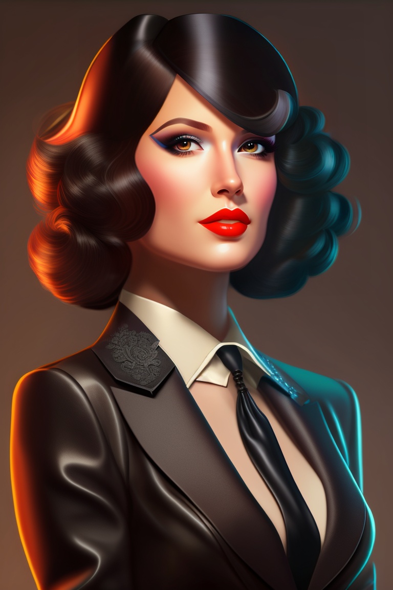 Lexica - Woman mobster 1920s black hair, art deco style