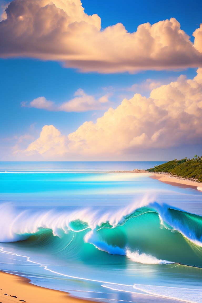 Lexica - A bright and sunny day at the beach, with clear blue skies and ...