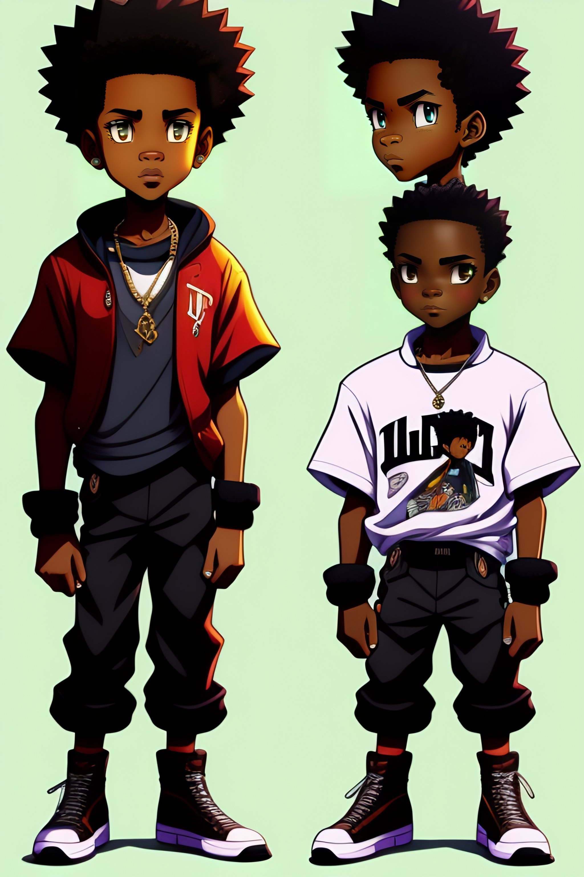 Lexica - A boondocks style art of very black skin anime darkest boy