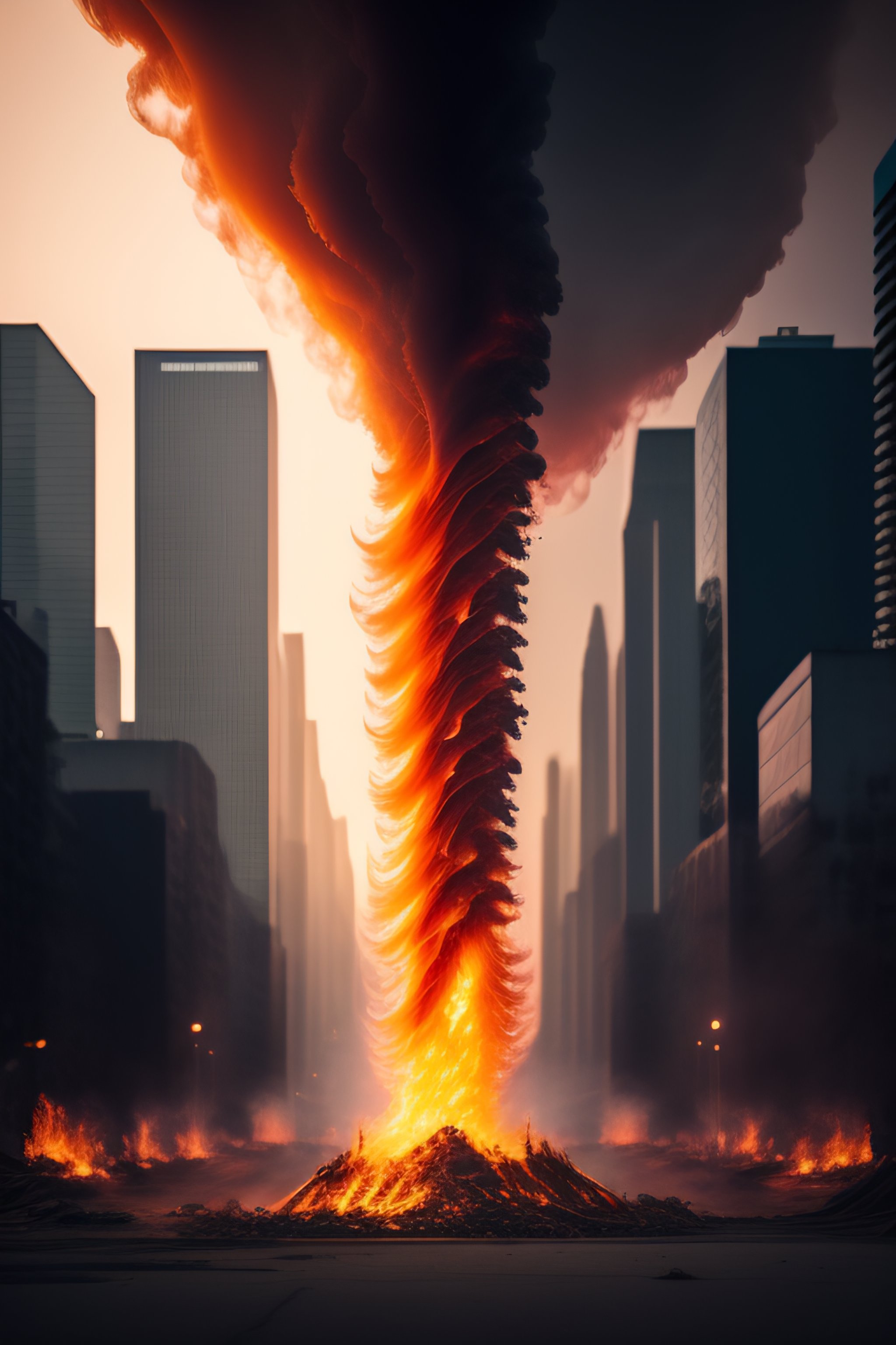 Lexica - A twisted flame tornado in the apocalyptic city