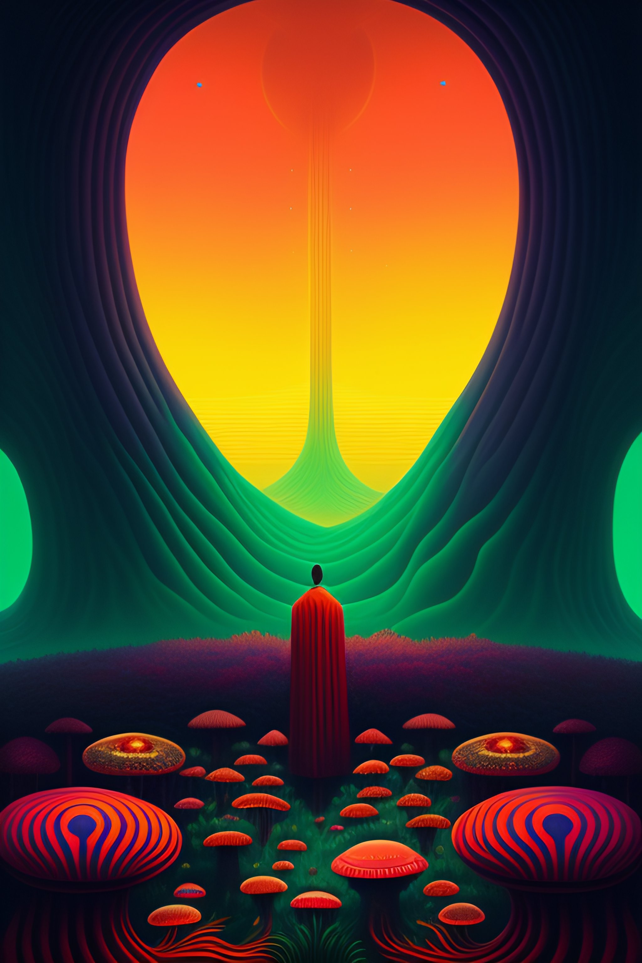 Lexica - Full body picture of Person with head full of mushrooms ...