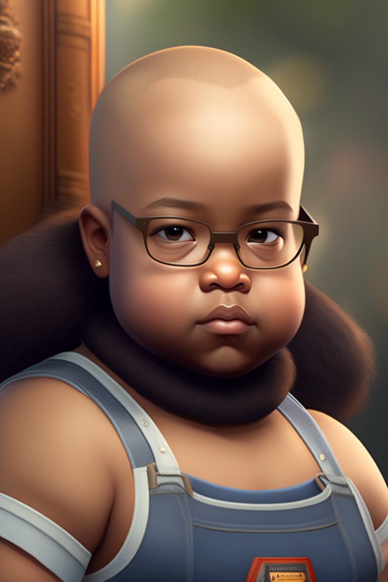 Lexica - Tann and little bit fat boy with glasses, very short hair close  bald and avarage tall hith fat with round dark face