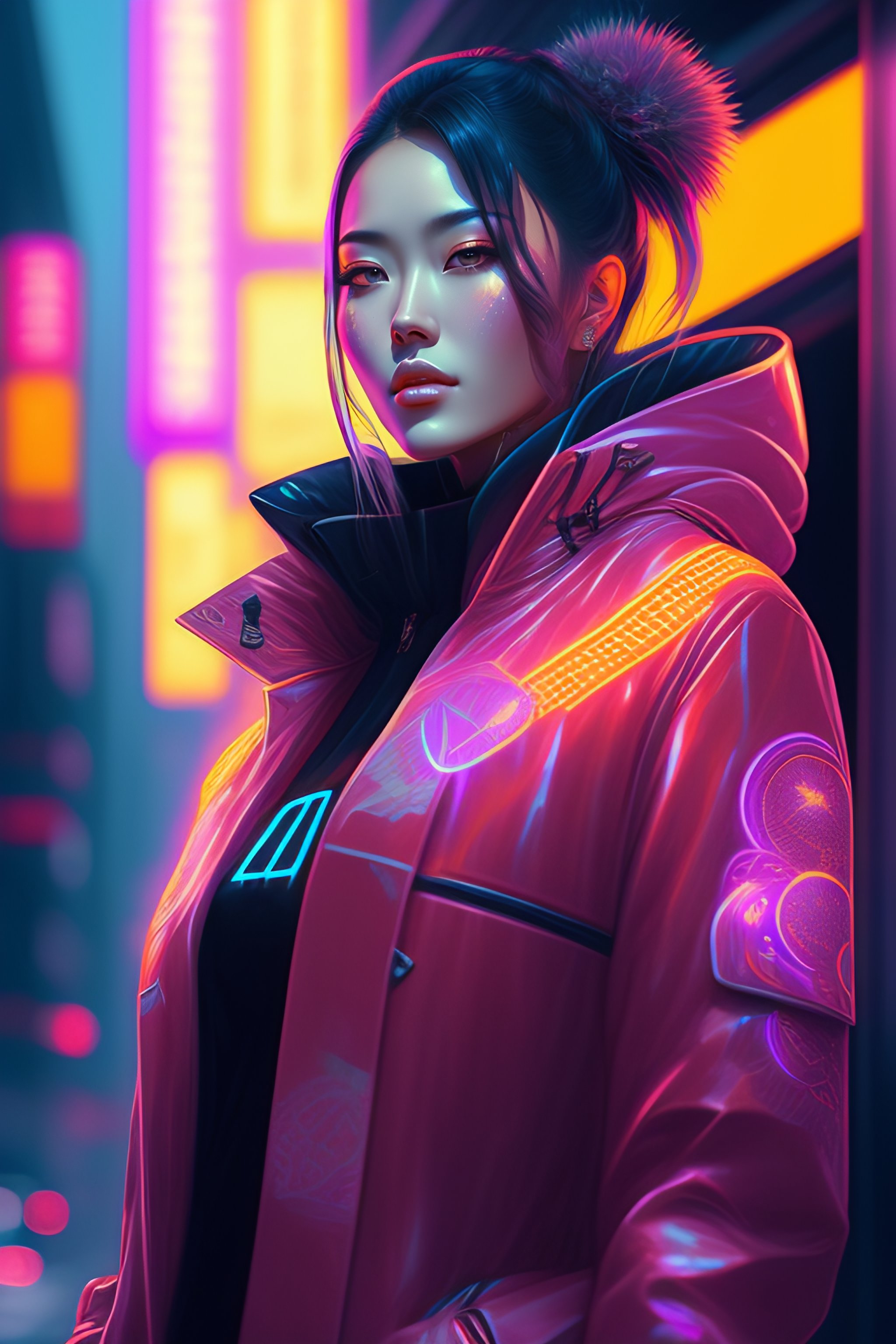 Lexica - Detailed Portrait Neon Business Girl, Cyberpunk Futuristic 