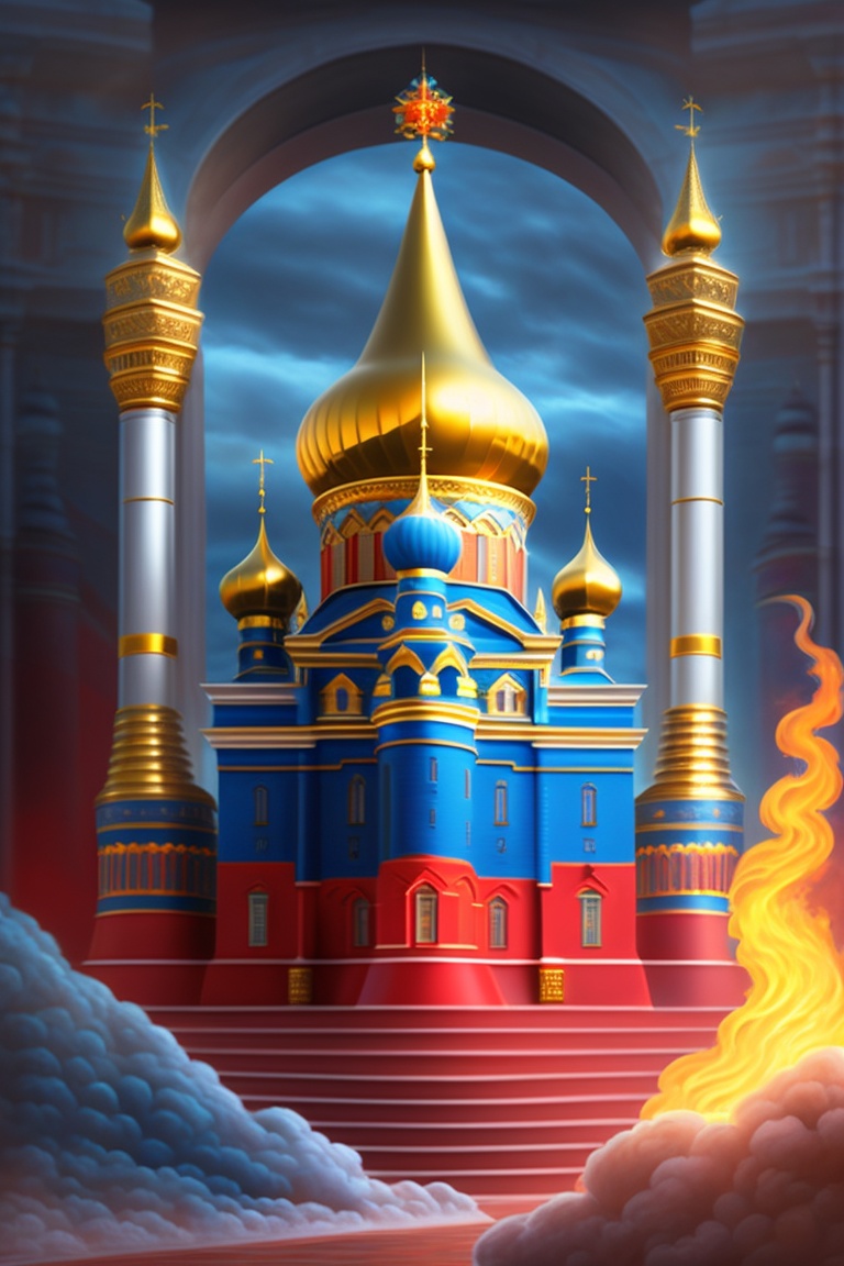 Lexica - Russian Kremlin is depicted in a fantasy style, surrounded by ...