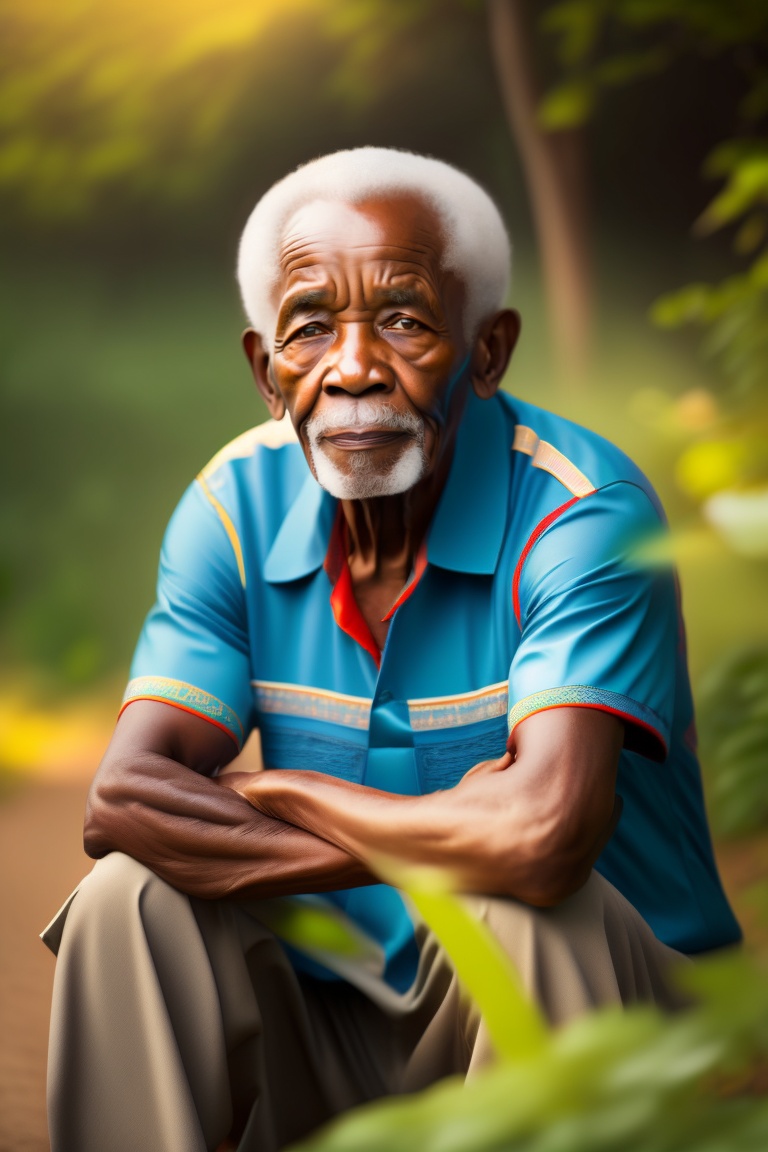 Lexica A Very Old African Grandpa Siting In Nature Looking In Front