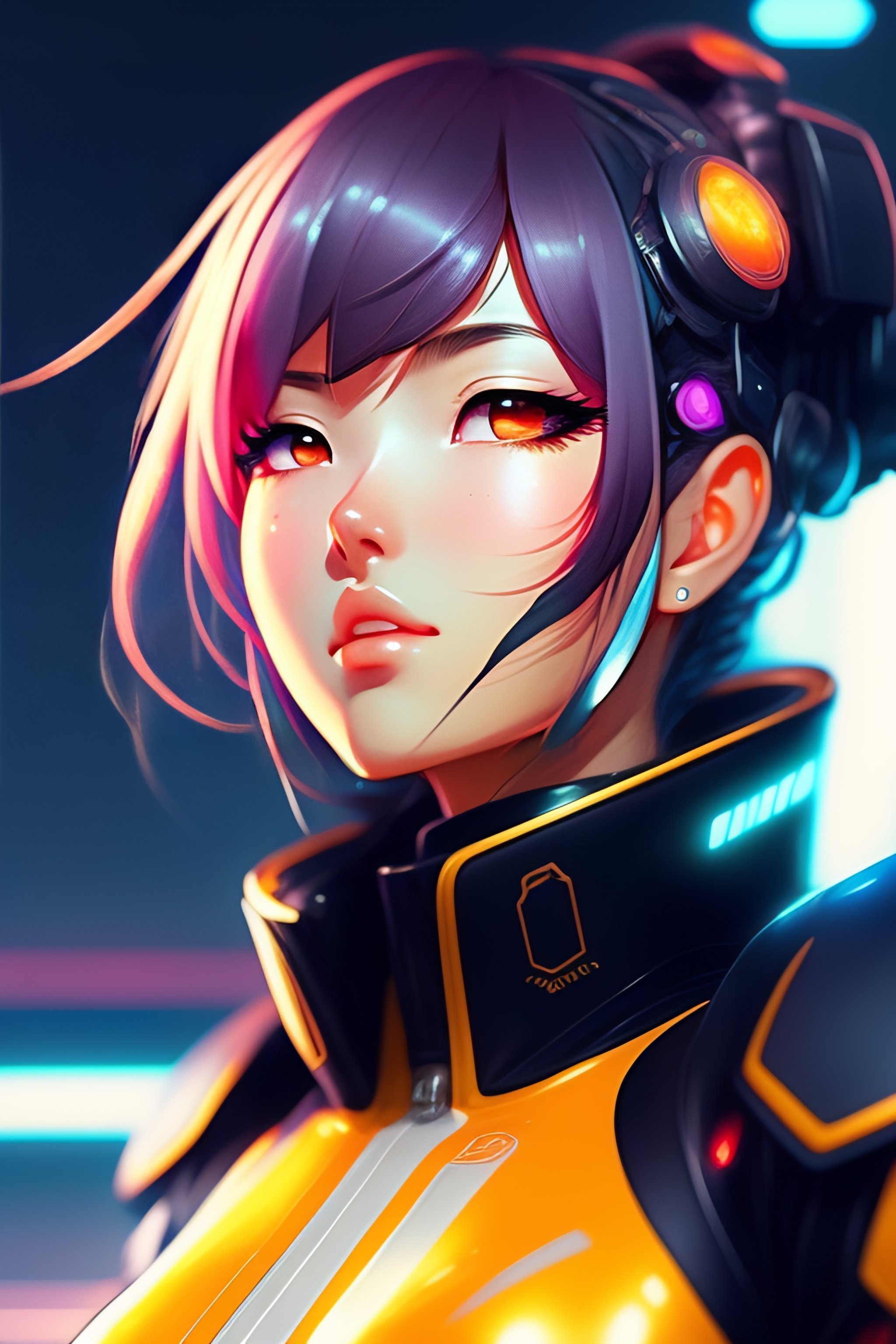 Lexica - Portrait Anime Commander Girl Neon-cybernetic cute-fine-face ...