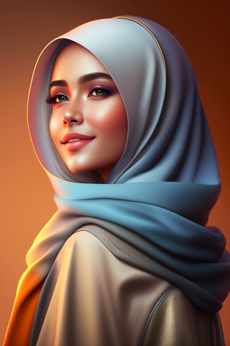 Lexica - Girl,happy,hijab,3d