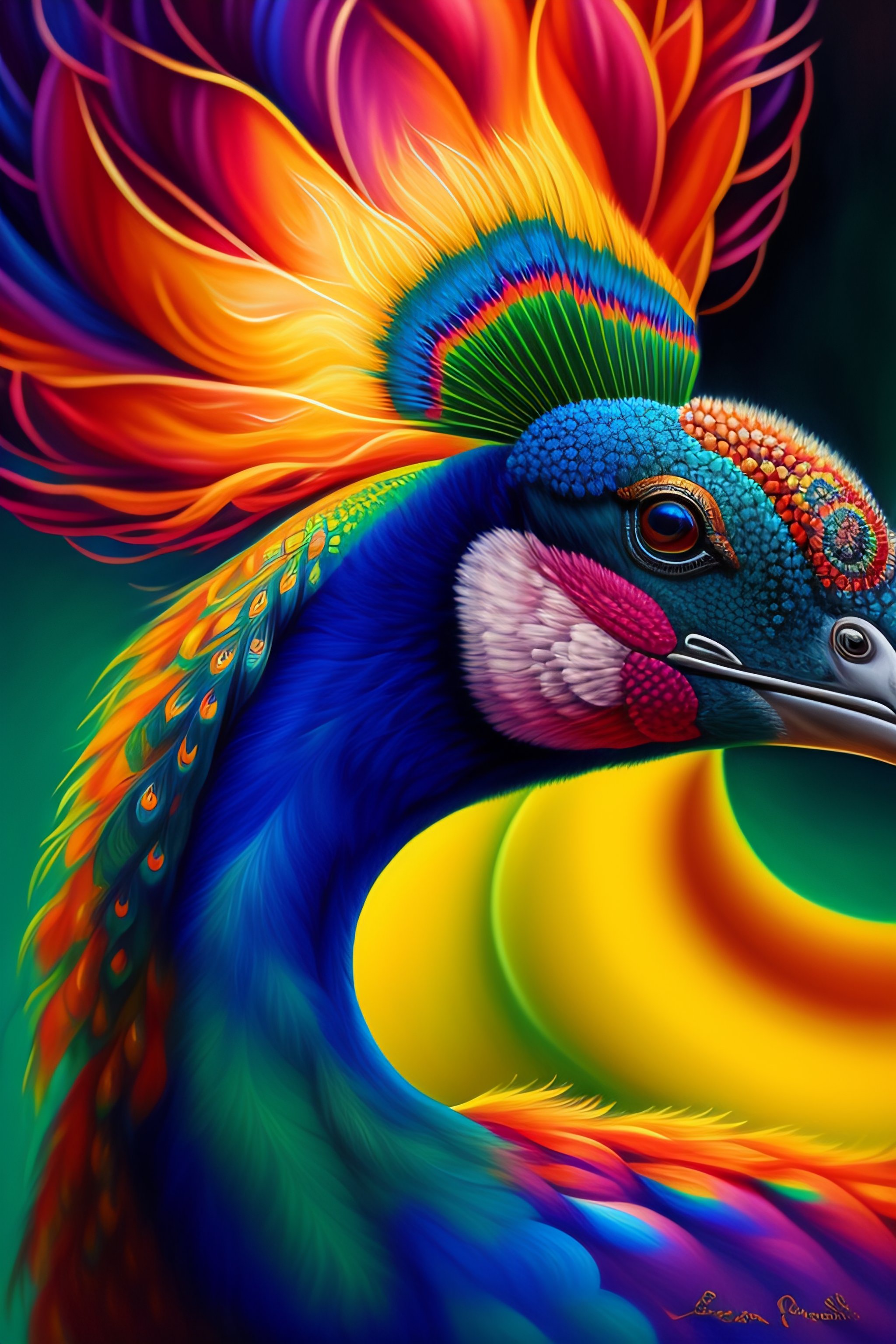 Lexica - Peacock full color painting