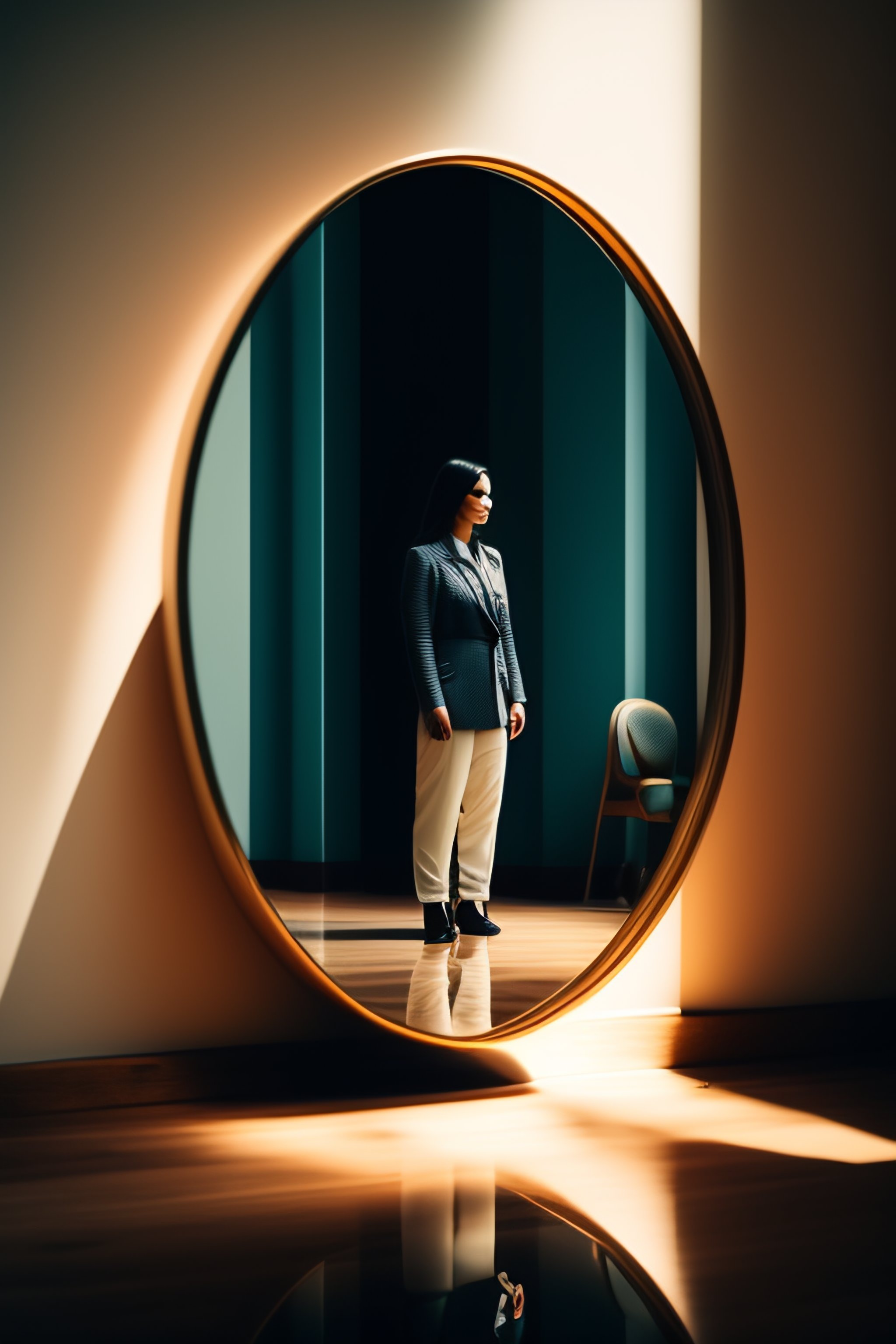 Lexica - A person in front of a mirror, there is no reflection in the