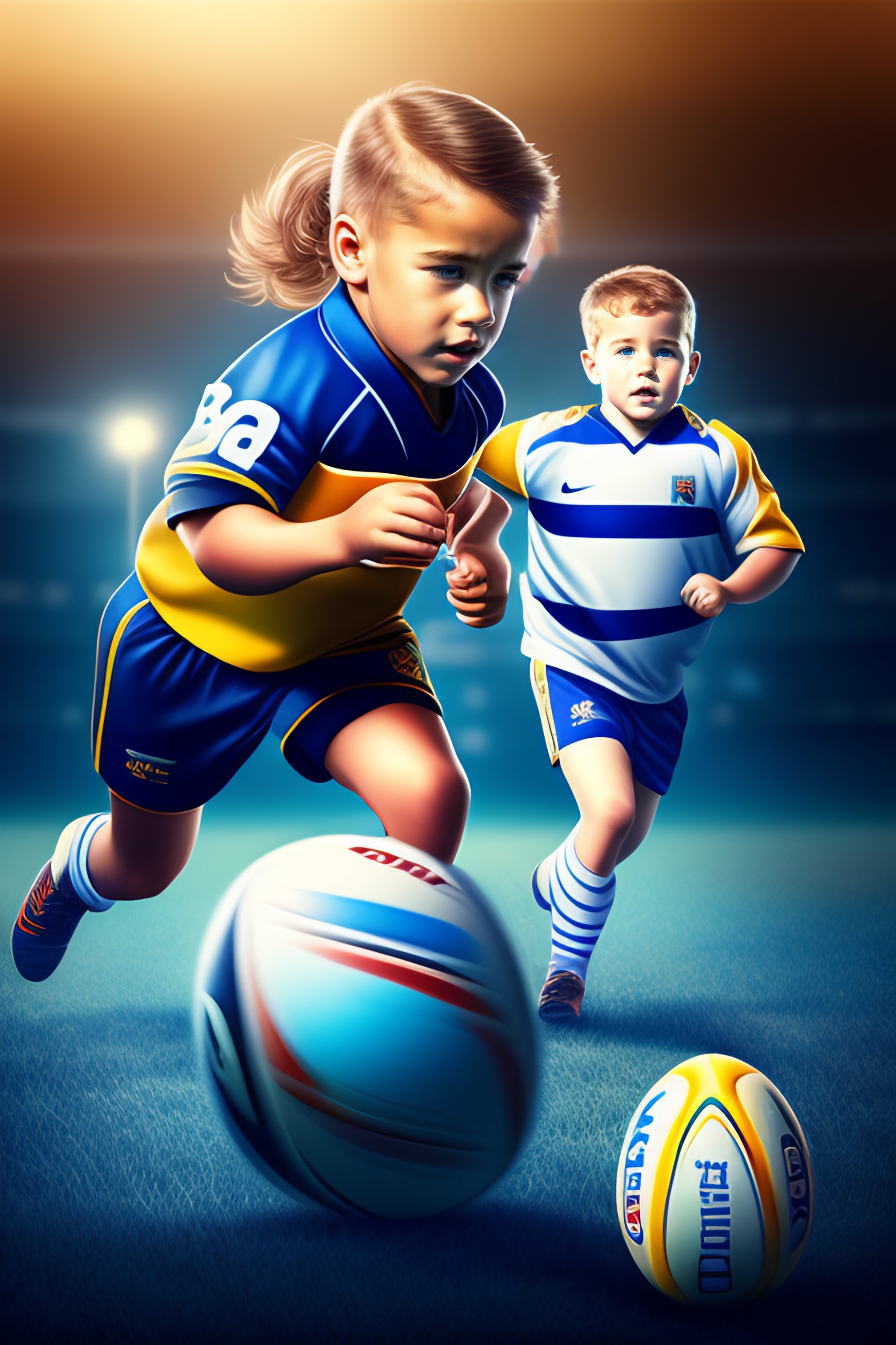 Lexica - Children play rugby blu and white