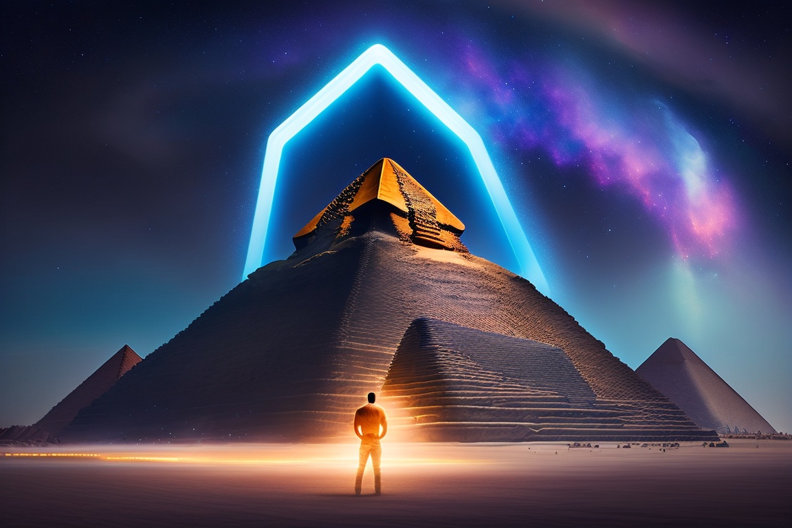 Lexica - Joe Rogan stands with an awe-inspiring alien at the Egyptian ...