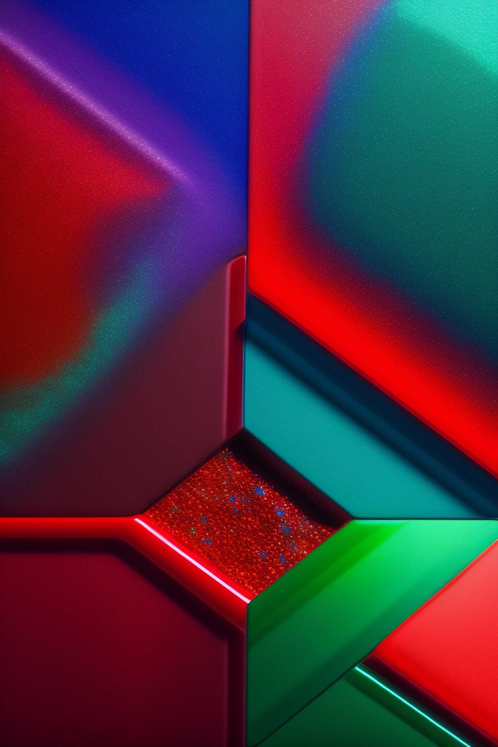 Lexica Red crystal, green crystal, blue crystal laying on ground