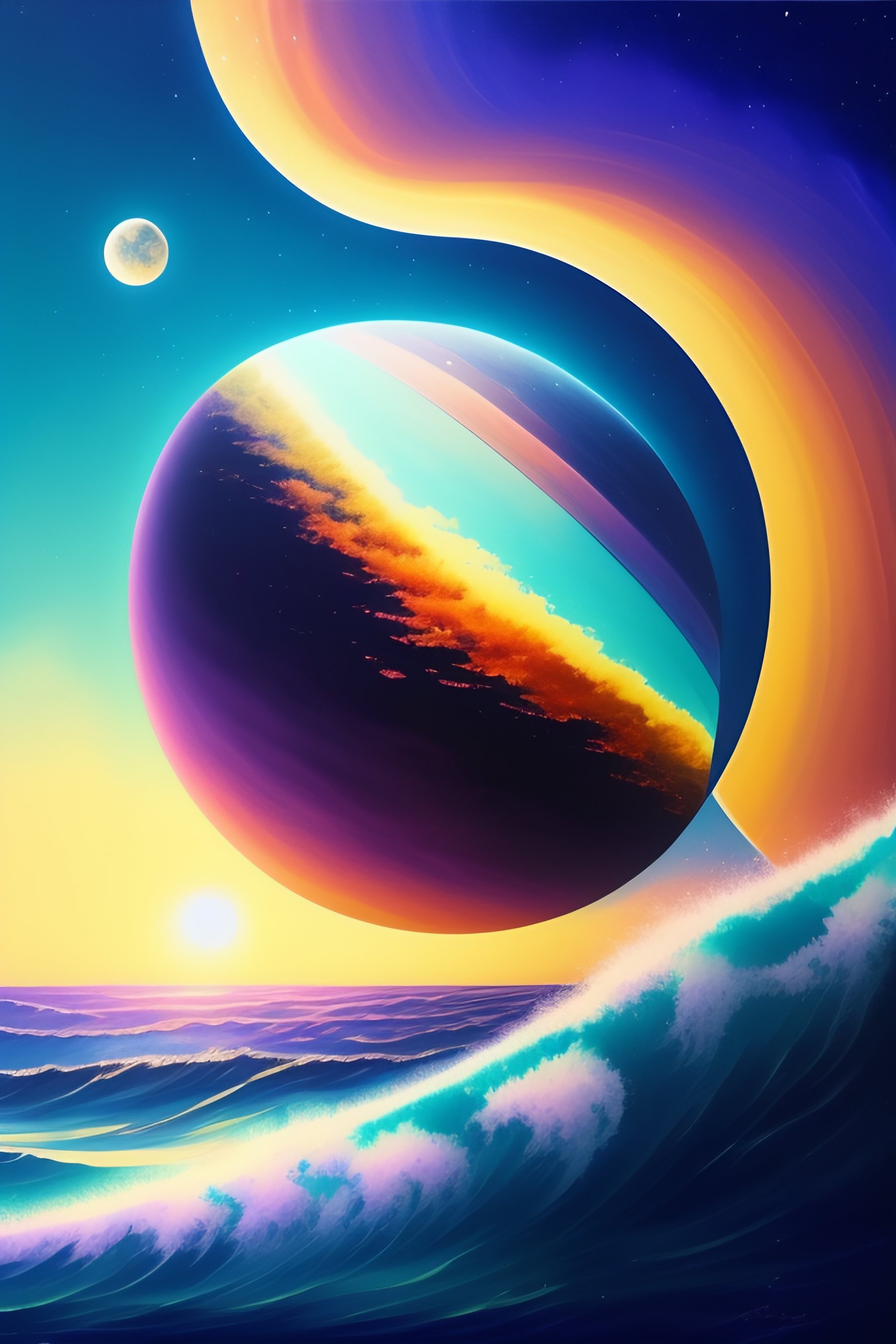 Lexica - A planet falling into the ocean, creating a massive tidal wave ...