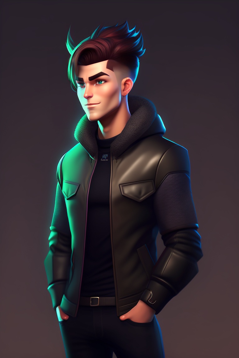 Lexica - Male character, programmer, animator, social style, dark