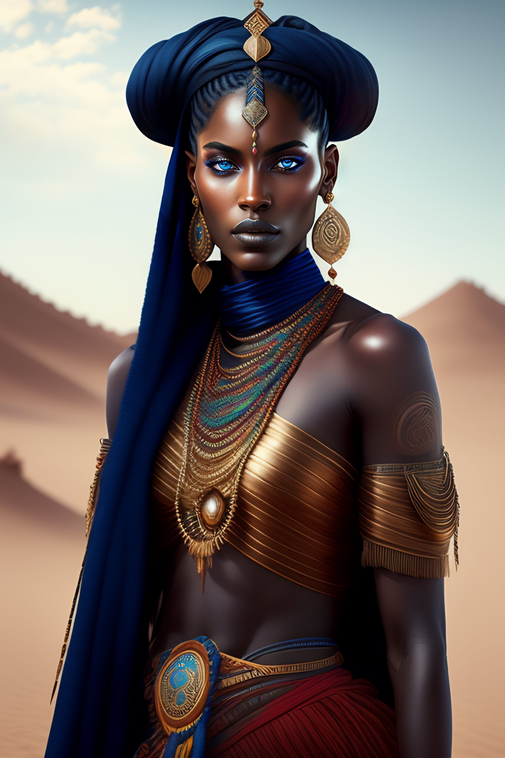 Lexica - A Magical Portrait Of A Female Warrior, Beautiful Blue Eyes 