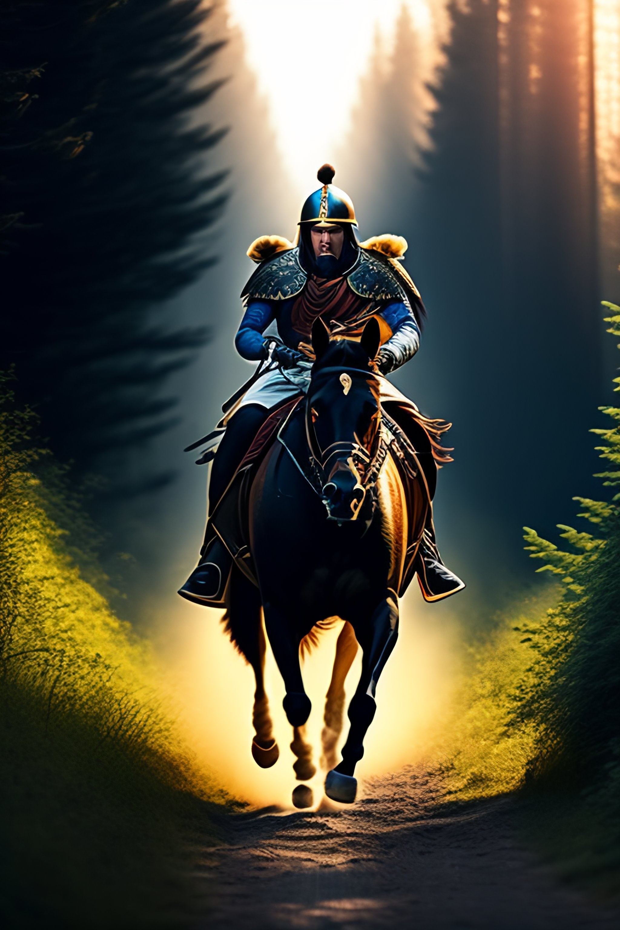 lexica-ancient-warrior-going-through-woods-and-being-chased-by-wolves