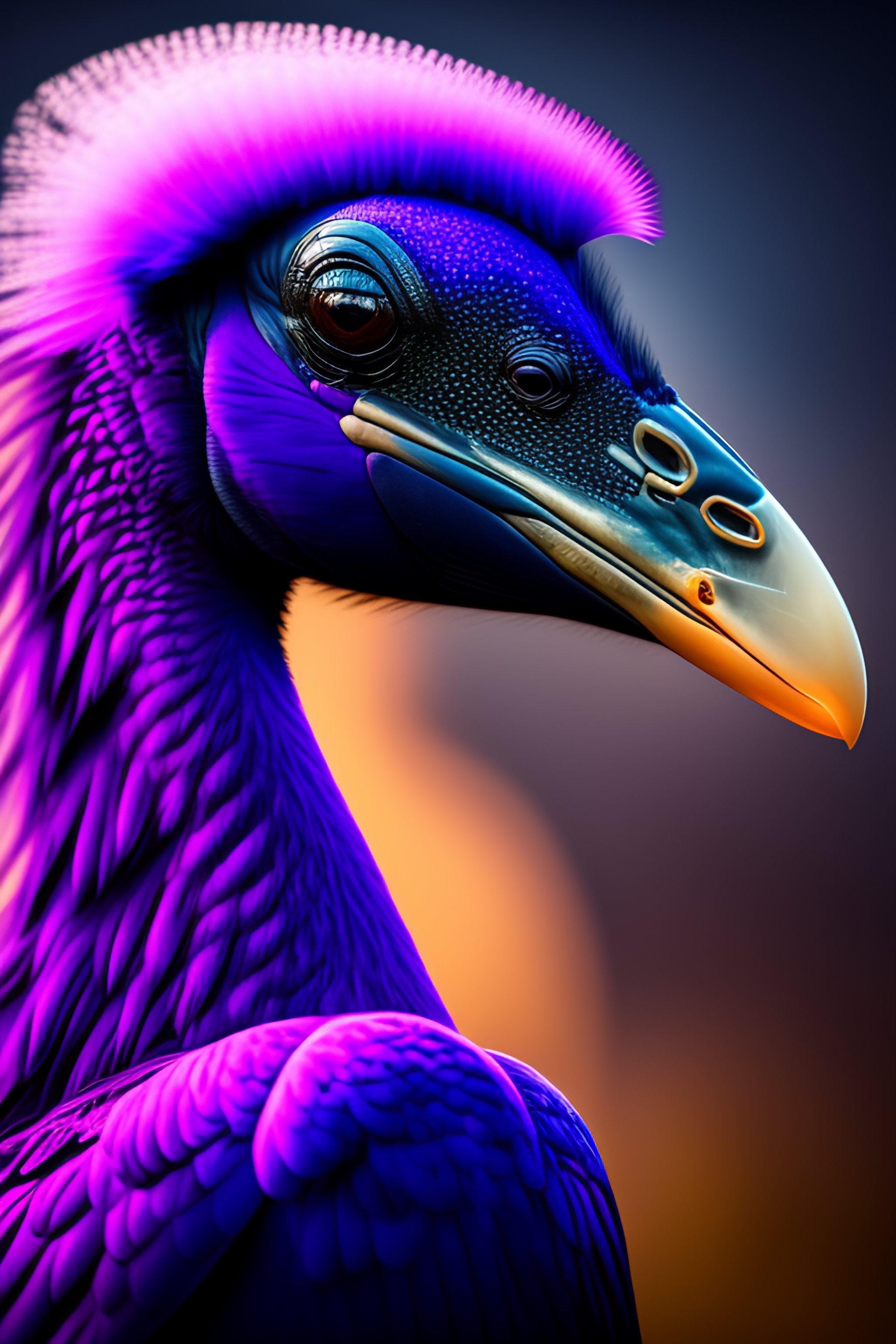 Lexica - Purple ostrich using the lightning network to send bitcoin to  shadow super coders on the dark web