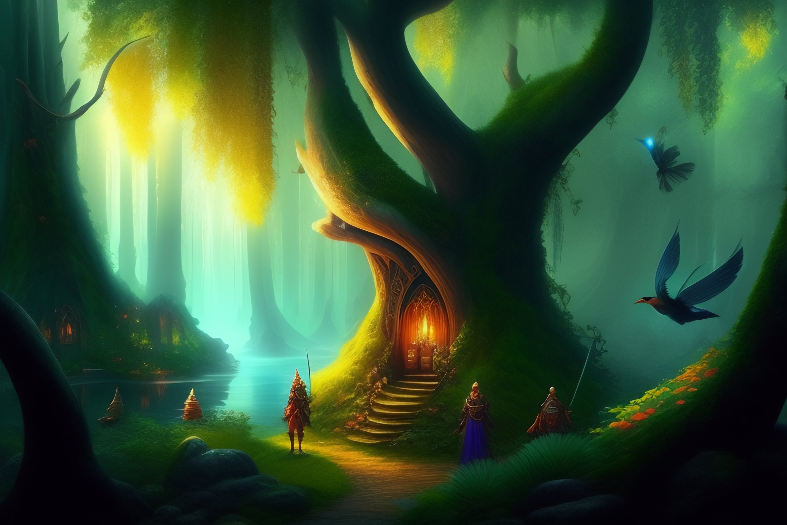 Lexica - Fantasy, enchanted forest, elves, orcs. birds of paradise