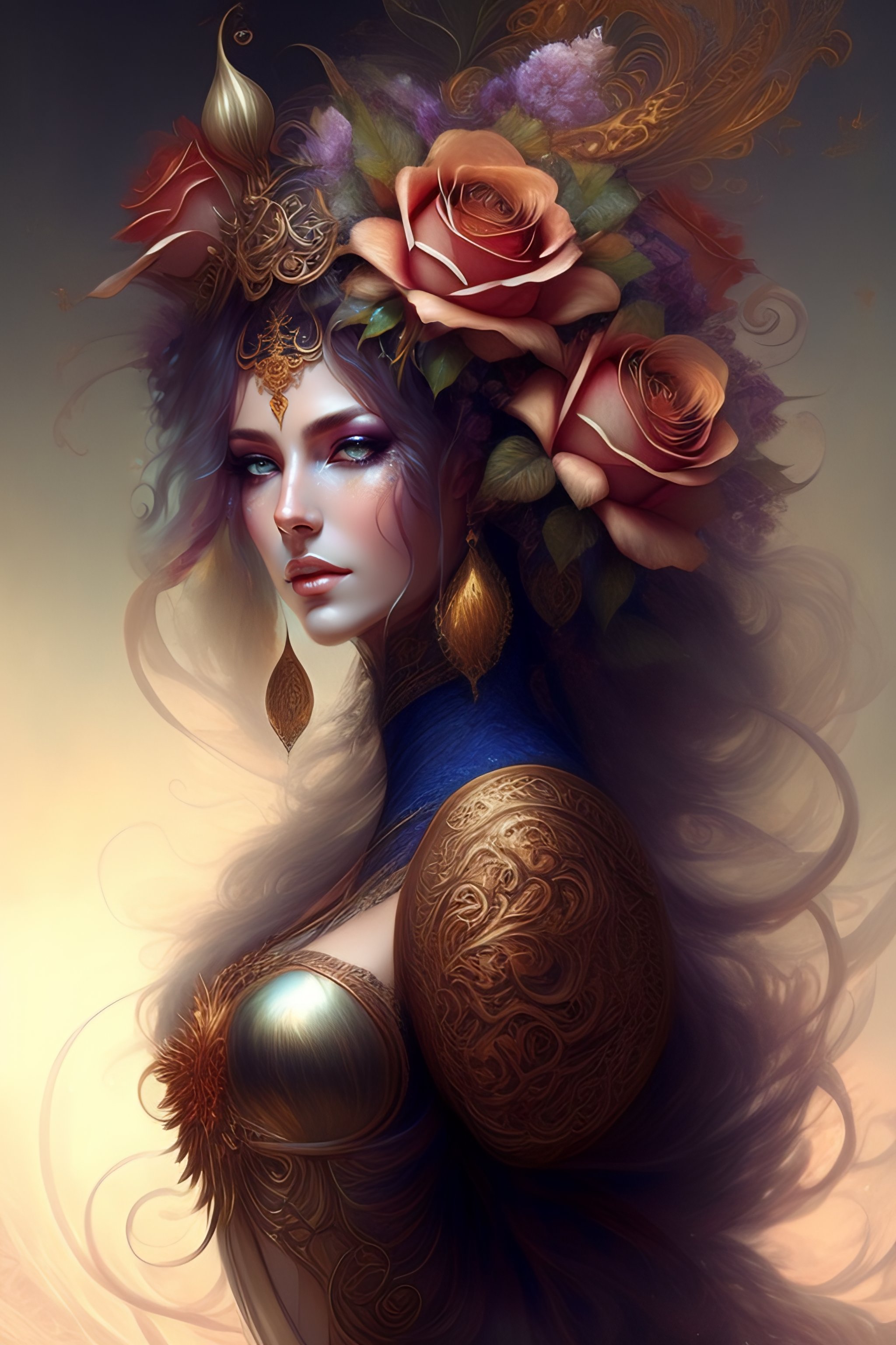 Lexica - Magnificent fantasy stylized rose bouquet intertwined with ...