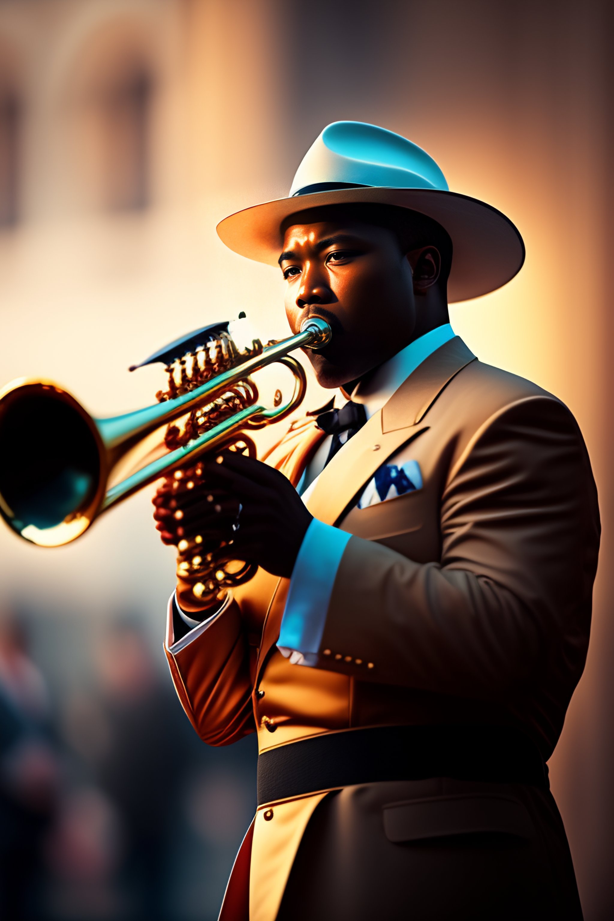 Lexica Trumpet player white Bild man