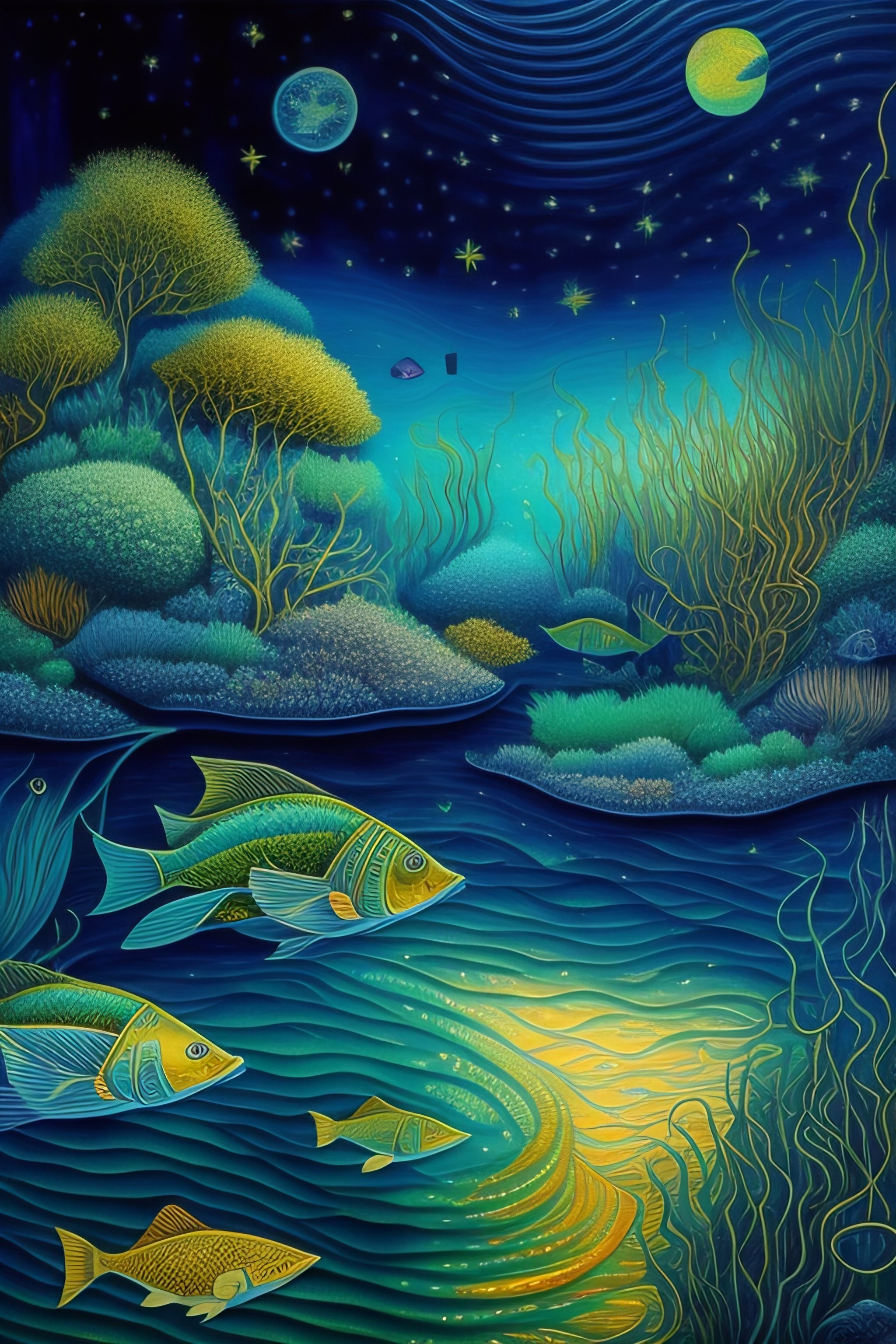 Lexica Color line drawing of a beautiful magical underwater paradise