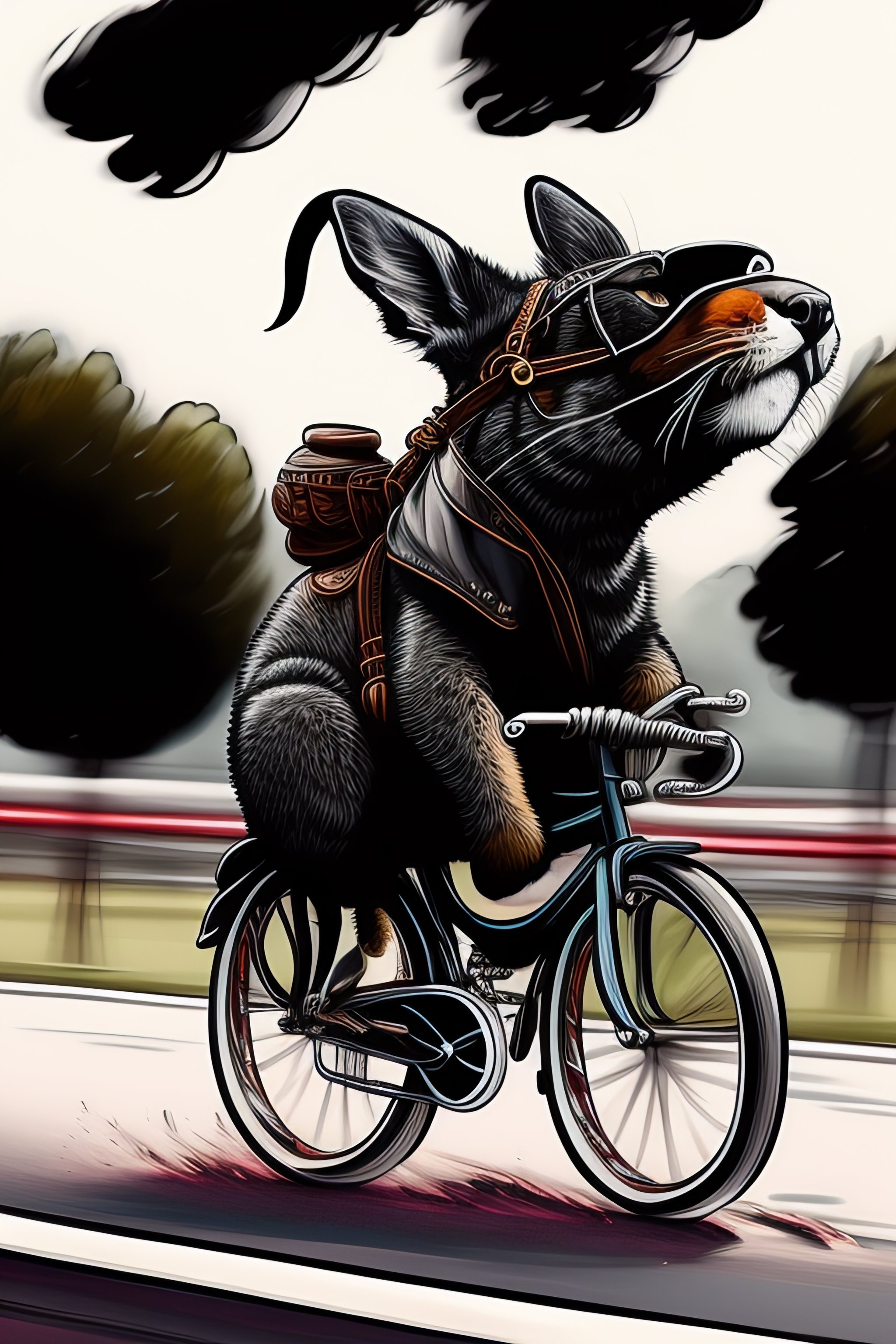 Lexica - Animal riding a bicycle. Illustration. Line Art. Kim Jung Gi ...