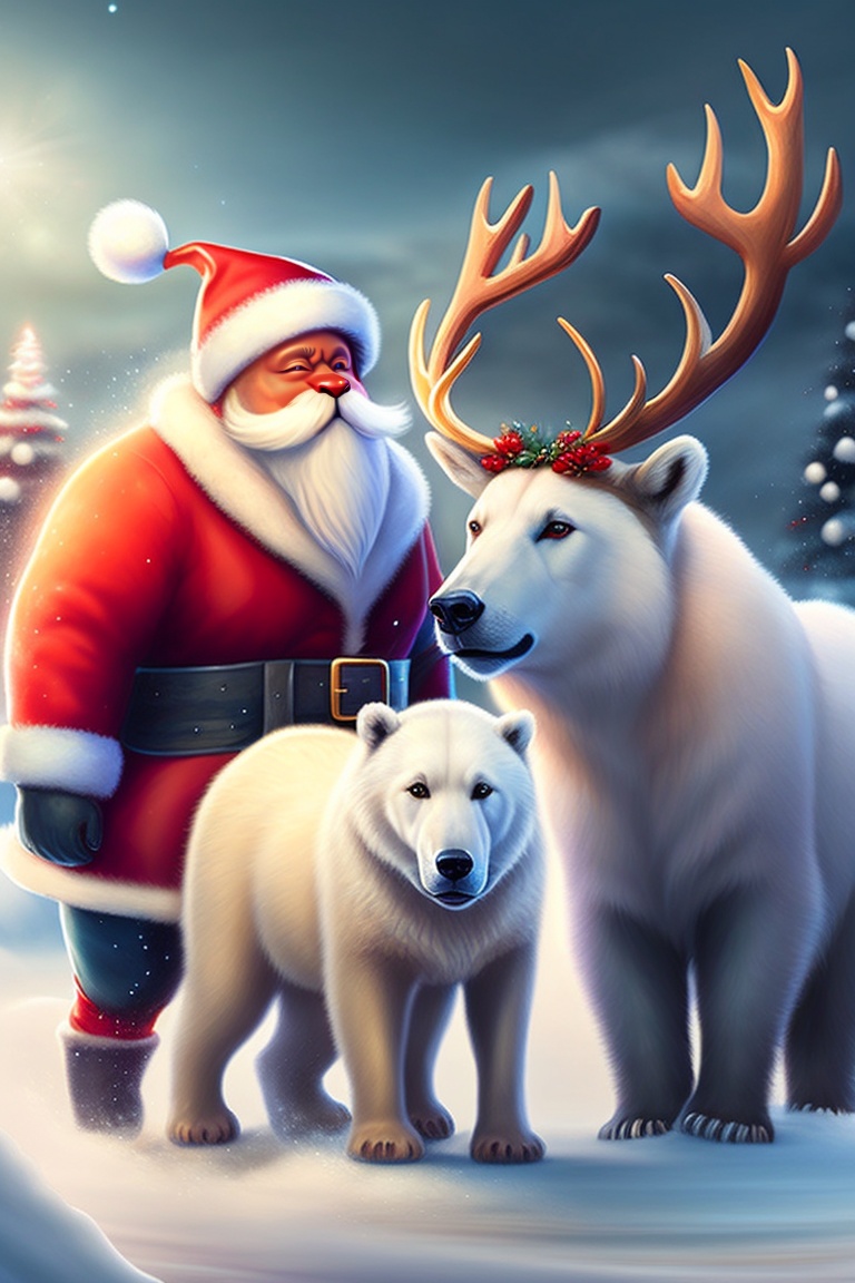 Lexica - Christmas, santa, snow, reindeer, rudolph, polar bear